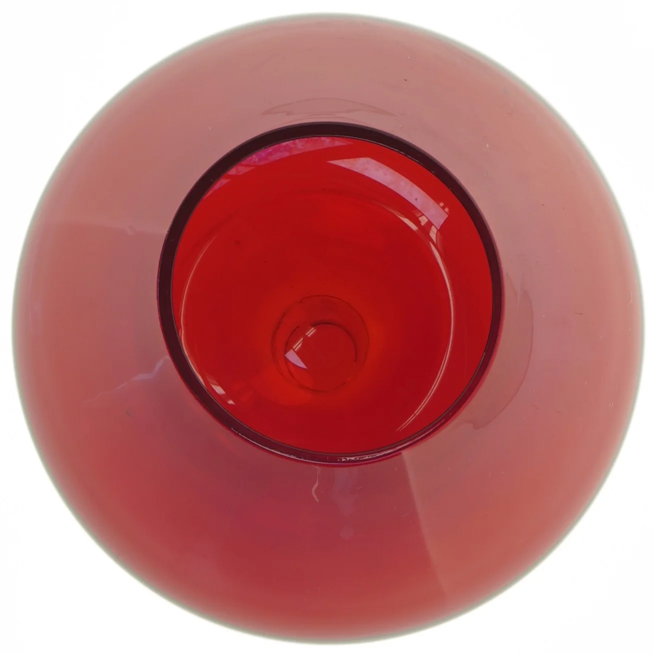 Rødt glasvase (str. 18 x 18 cm)