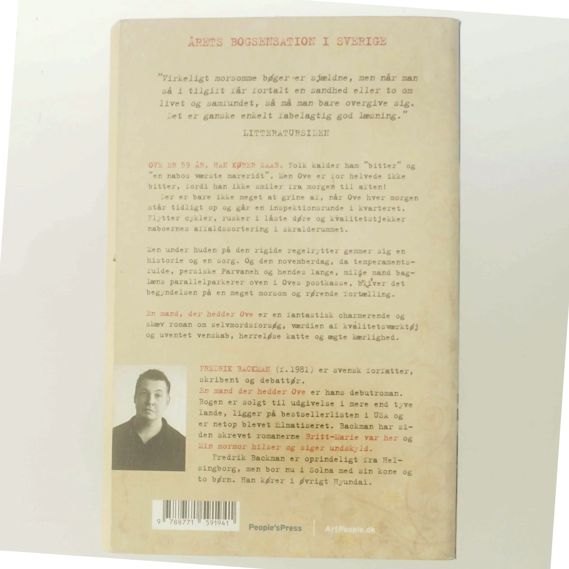 En mand der hedder Ove af Fredrik Backman (Bog)