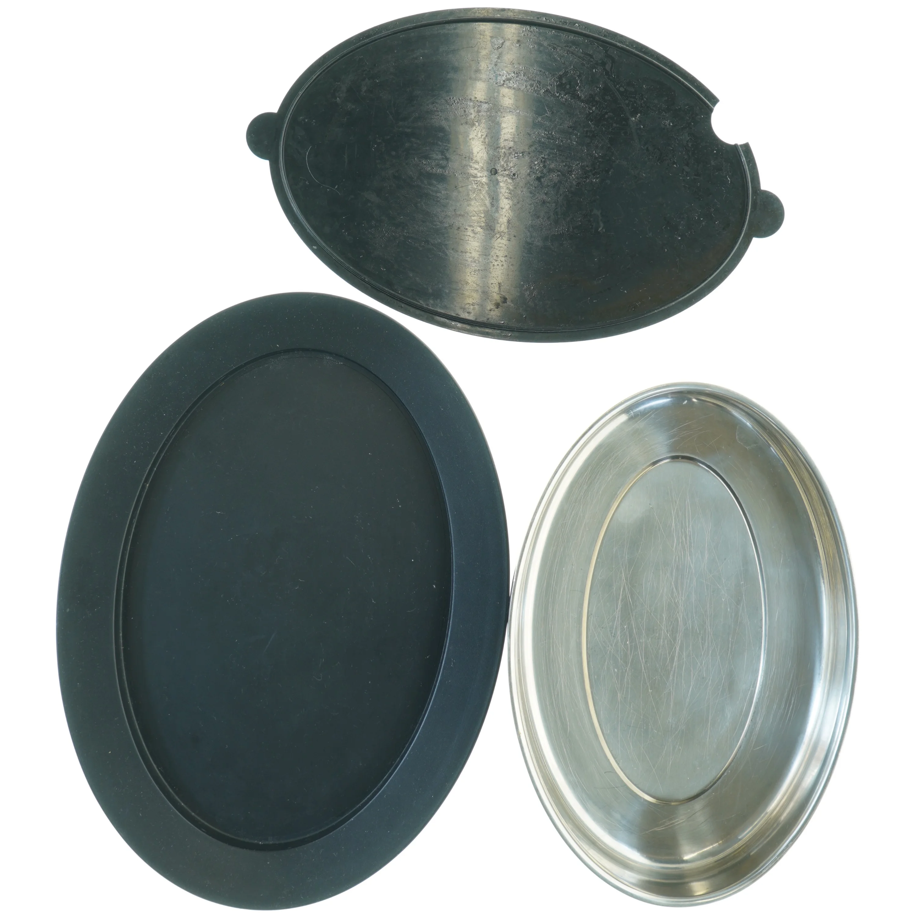 Ovalt metalbakke sæt (str. 37 x 27 cm)