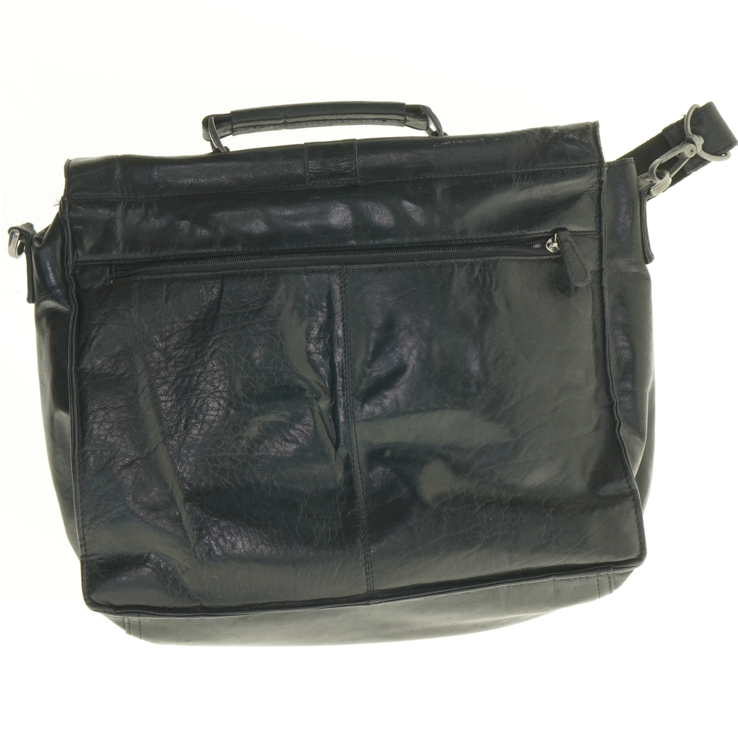 Sort lædertaske til mænd (str. 39 x 32 cm)
