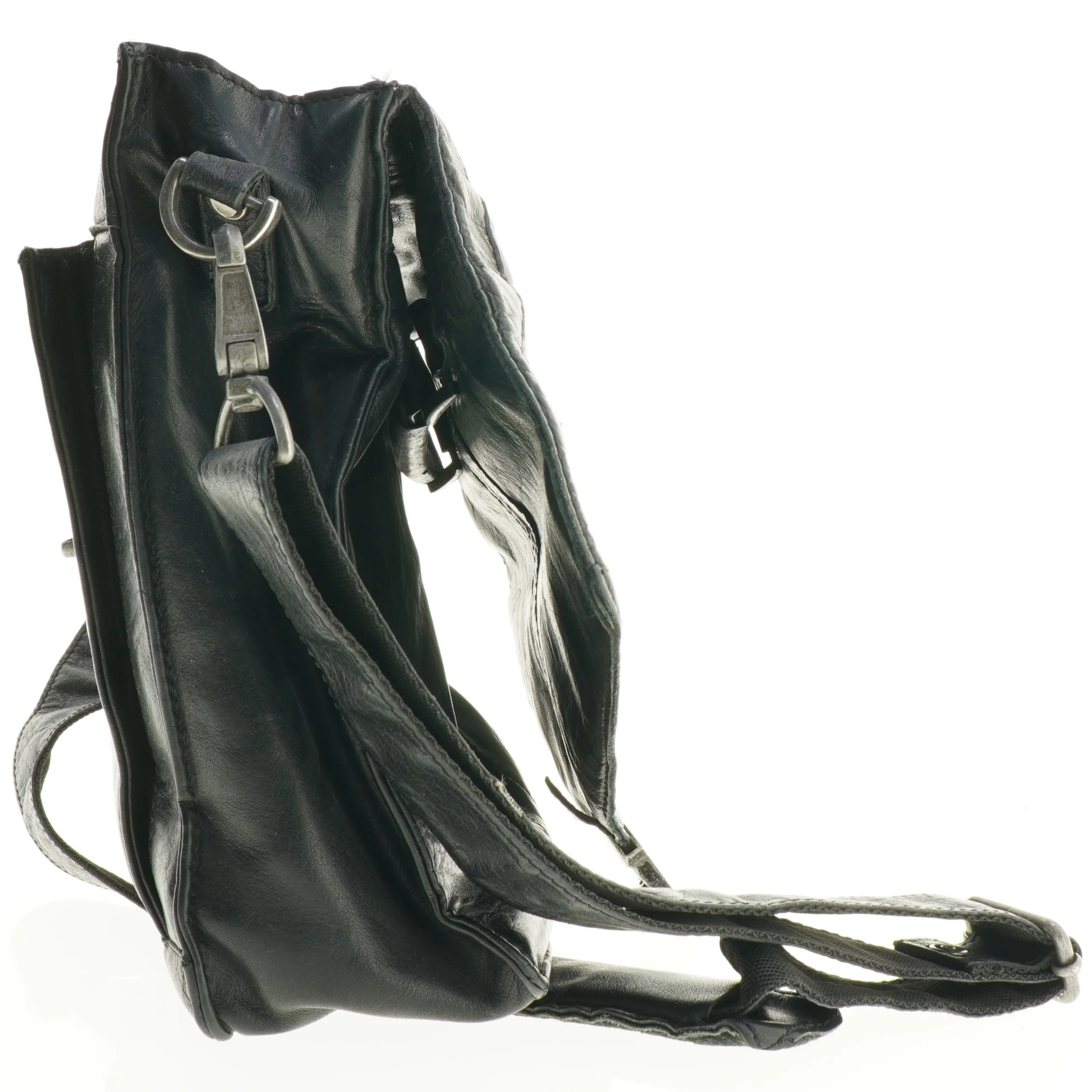 Sort lædertaske til mænd (str. 39 x 32 cm)