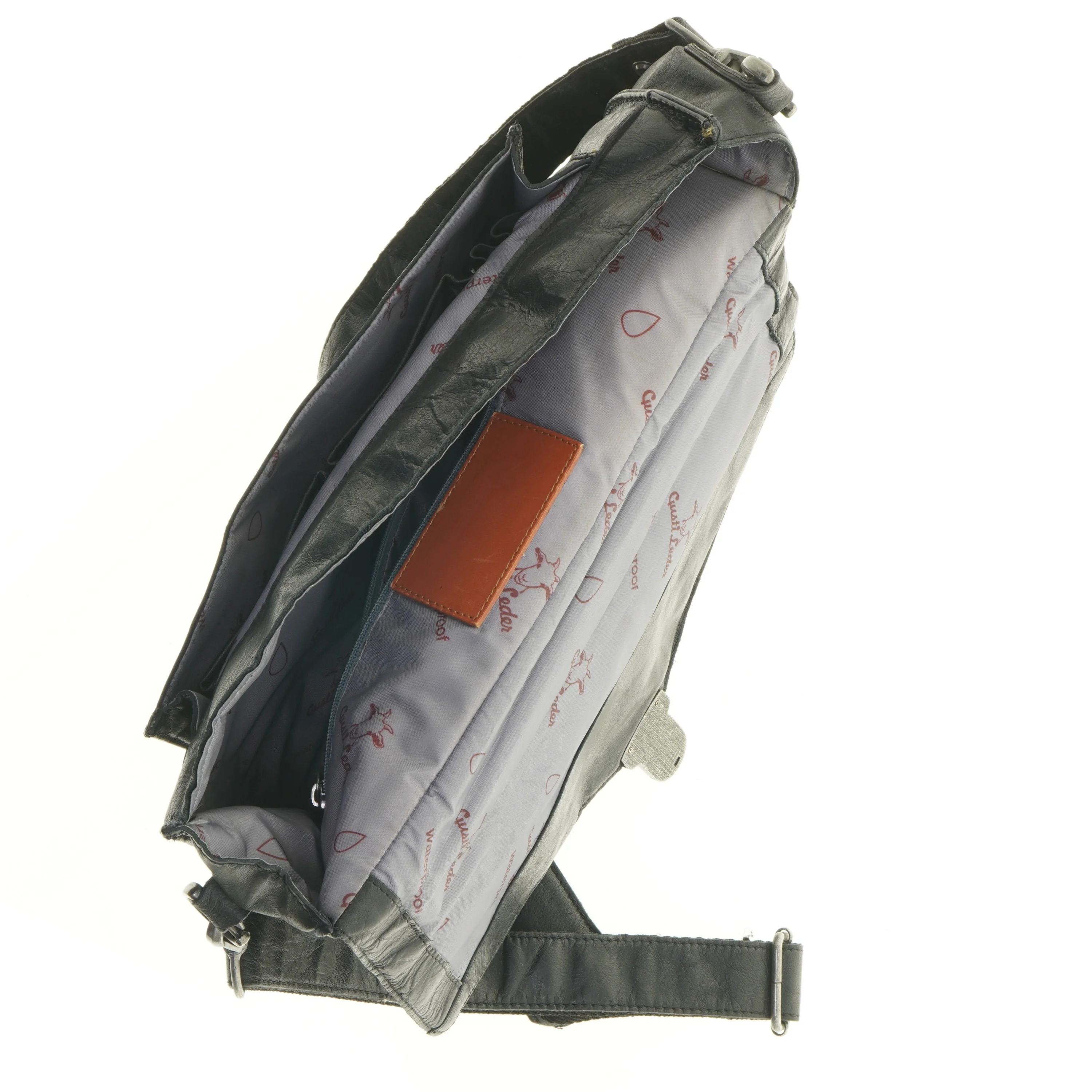 Sort lædertaske til mænd (str. 39 x 32 cm)