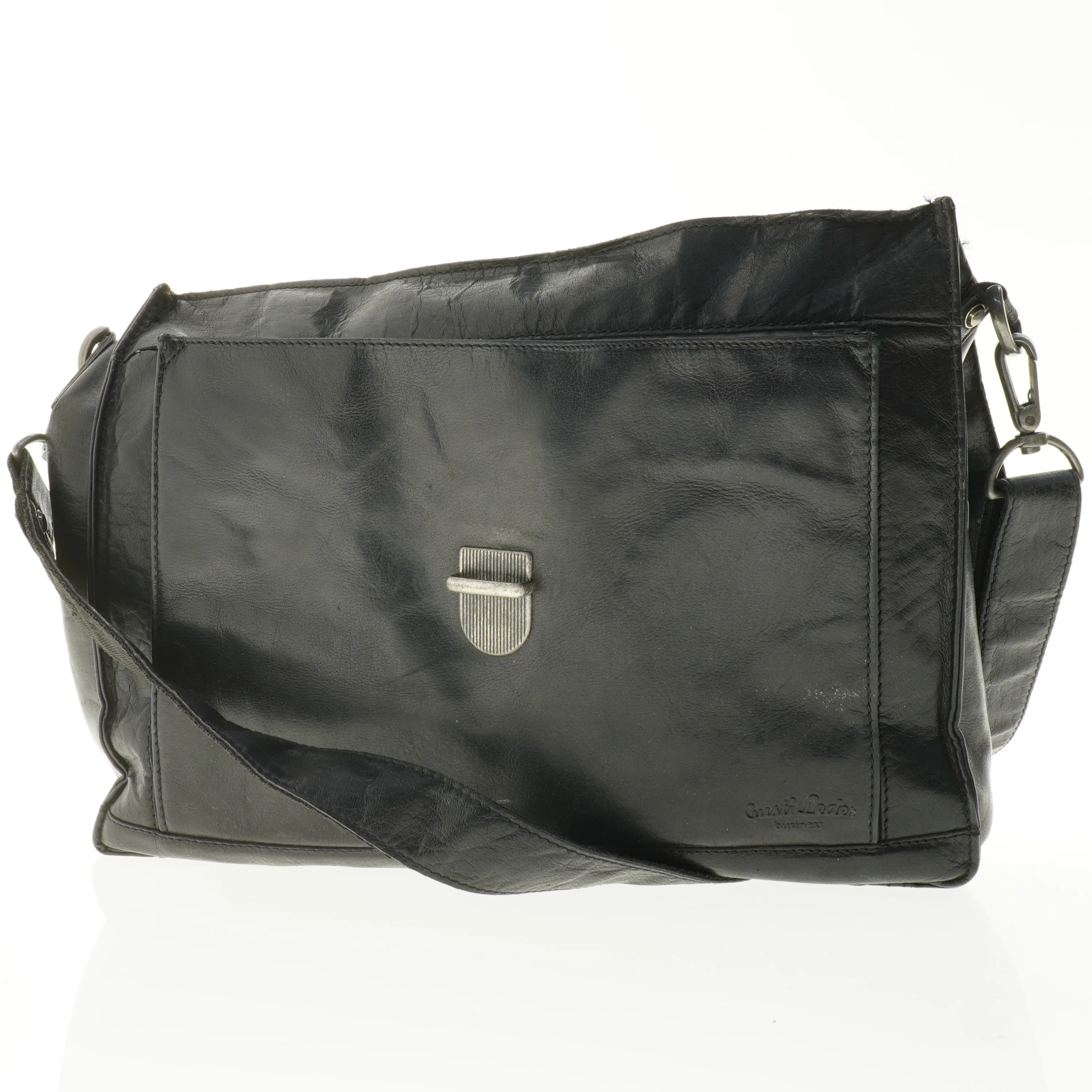 Sort lædertaske til mænd (str. 39 x 32 cm)
