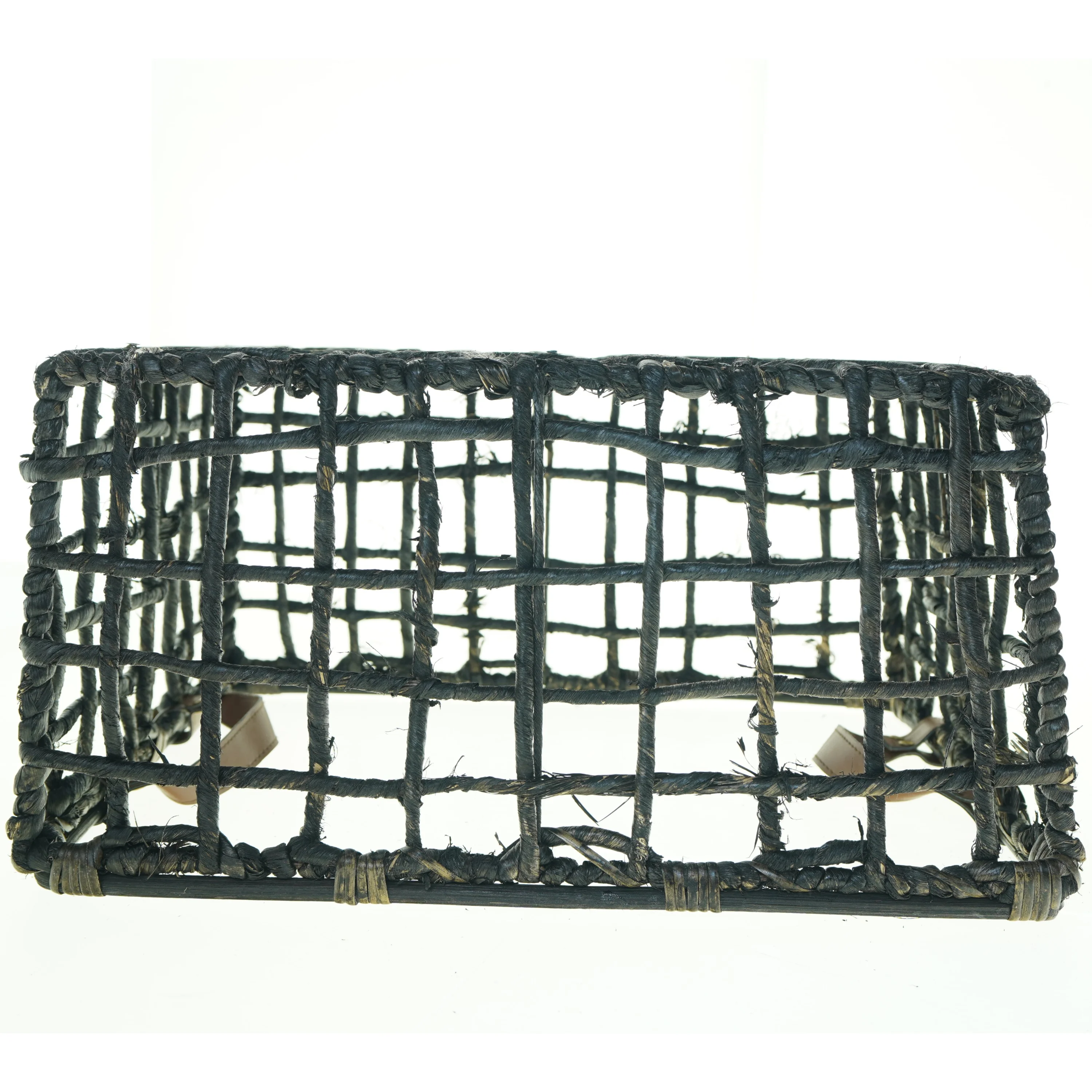 Fletkurv med læderstropper (str. 46 x 37 x, 23 cm)