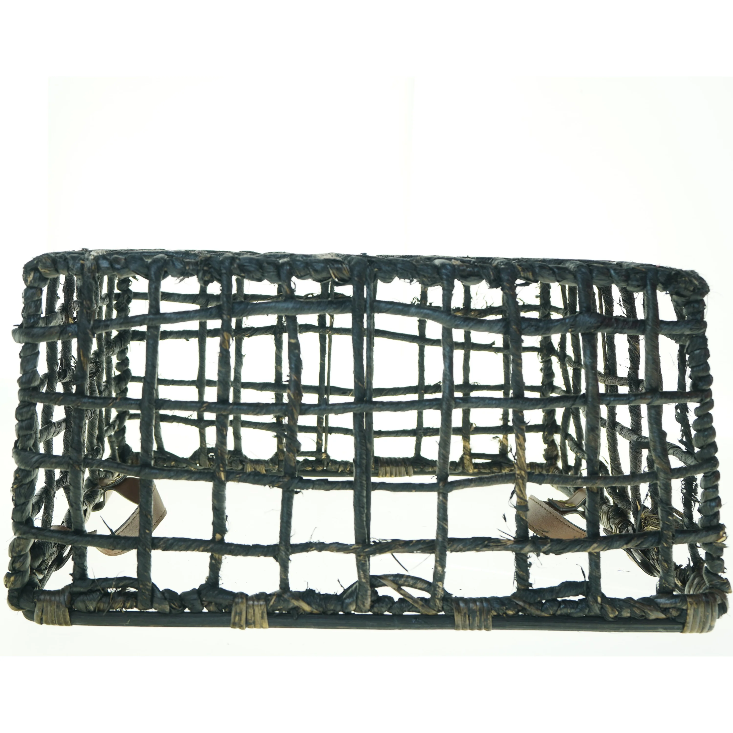 Fletkurv med læderstropper (str. 46 x 37 x, 23 cm)