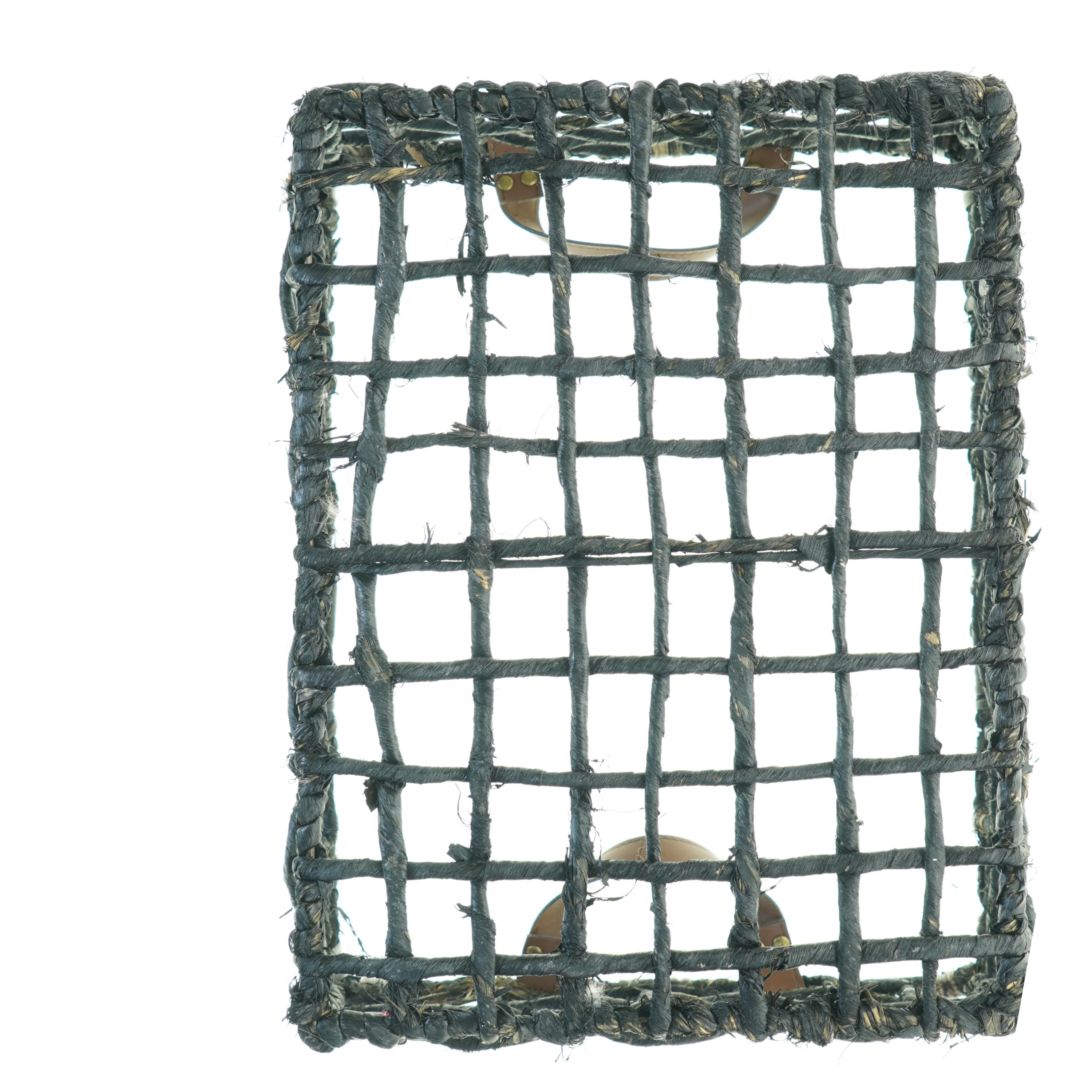 Fletkurv med læderstropper (str. 46 x 37 x, 23 cm)