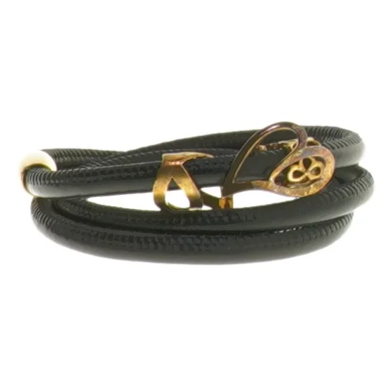 Sort læderarmbånd med guld detaljer fra Christina Watches (str. Ø 5,5 cm)