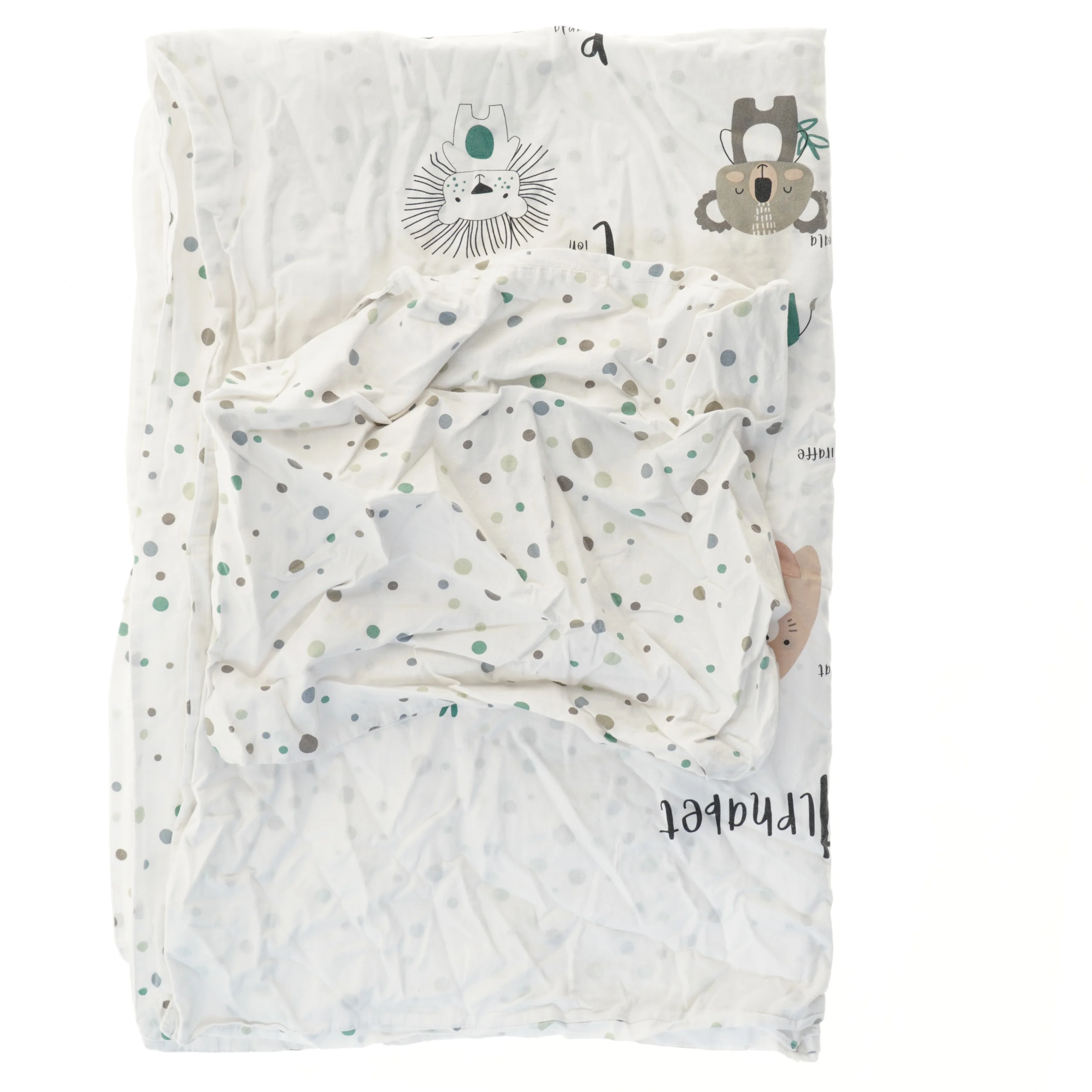 Børnesengesæt med dyremotiv (str. pude 40x45, dyne 95x130 cm)