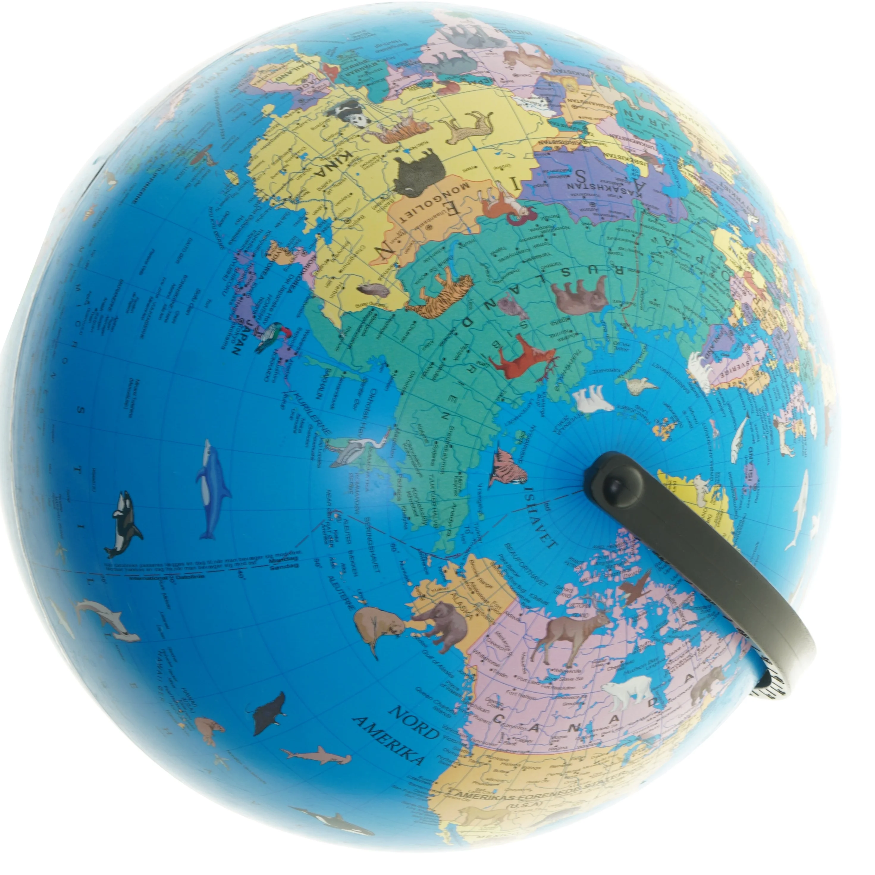 Blå verdenskort globus med lys (str. 39 cm)