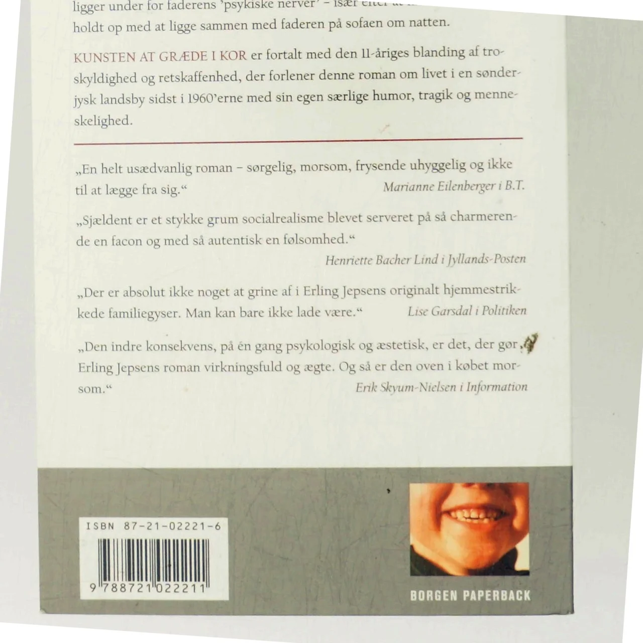 Kunsten at græde i kor : roman af Erling Jepsen (f. 1956) (Bog)