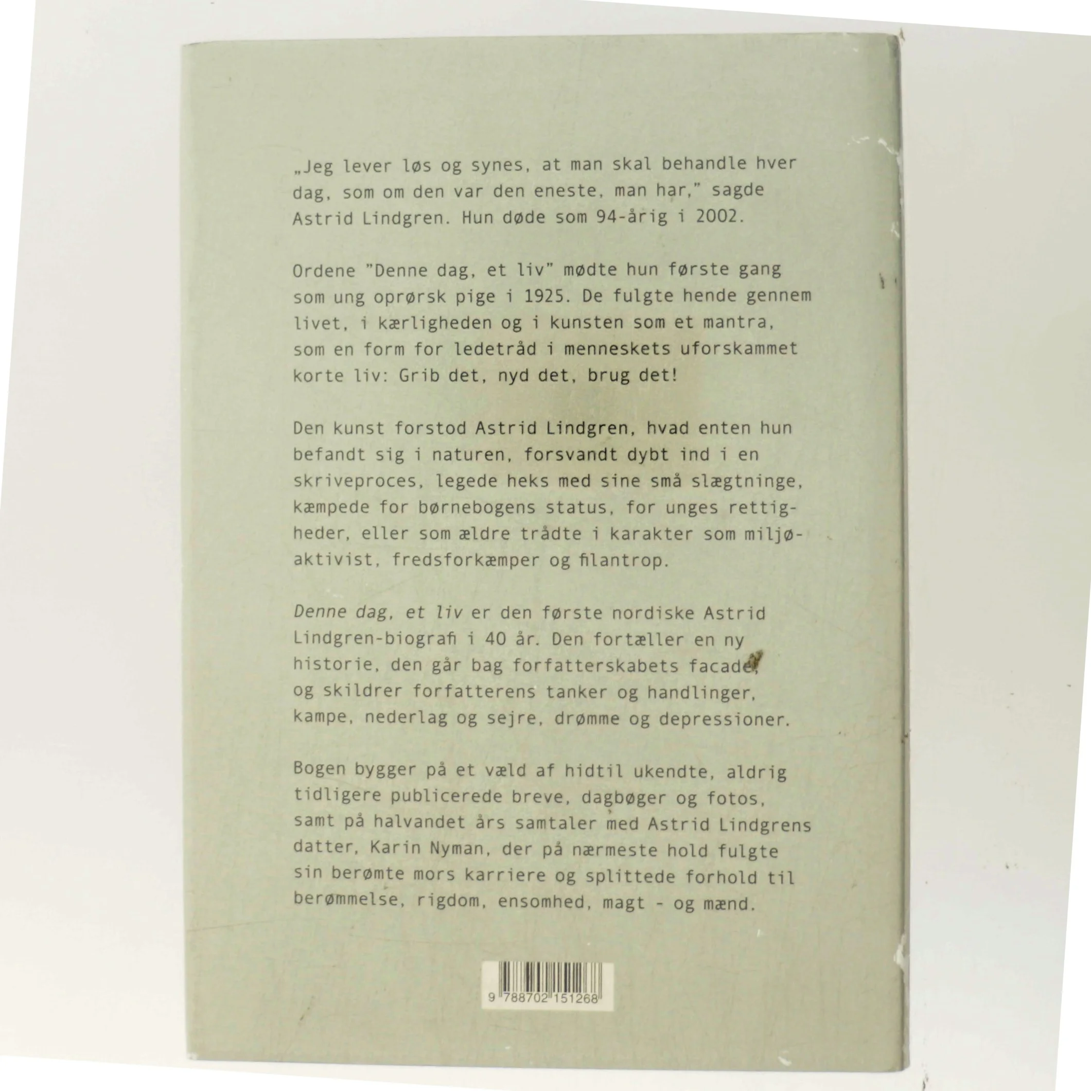 Denne dag, et liv : en Astrid Lindgren-biografi af Jens Andersen (f. 1955) (Bog)