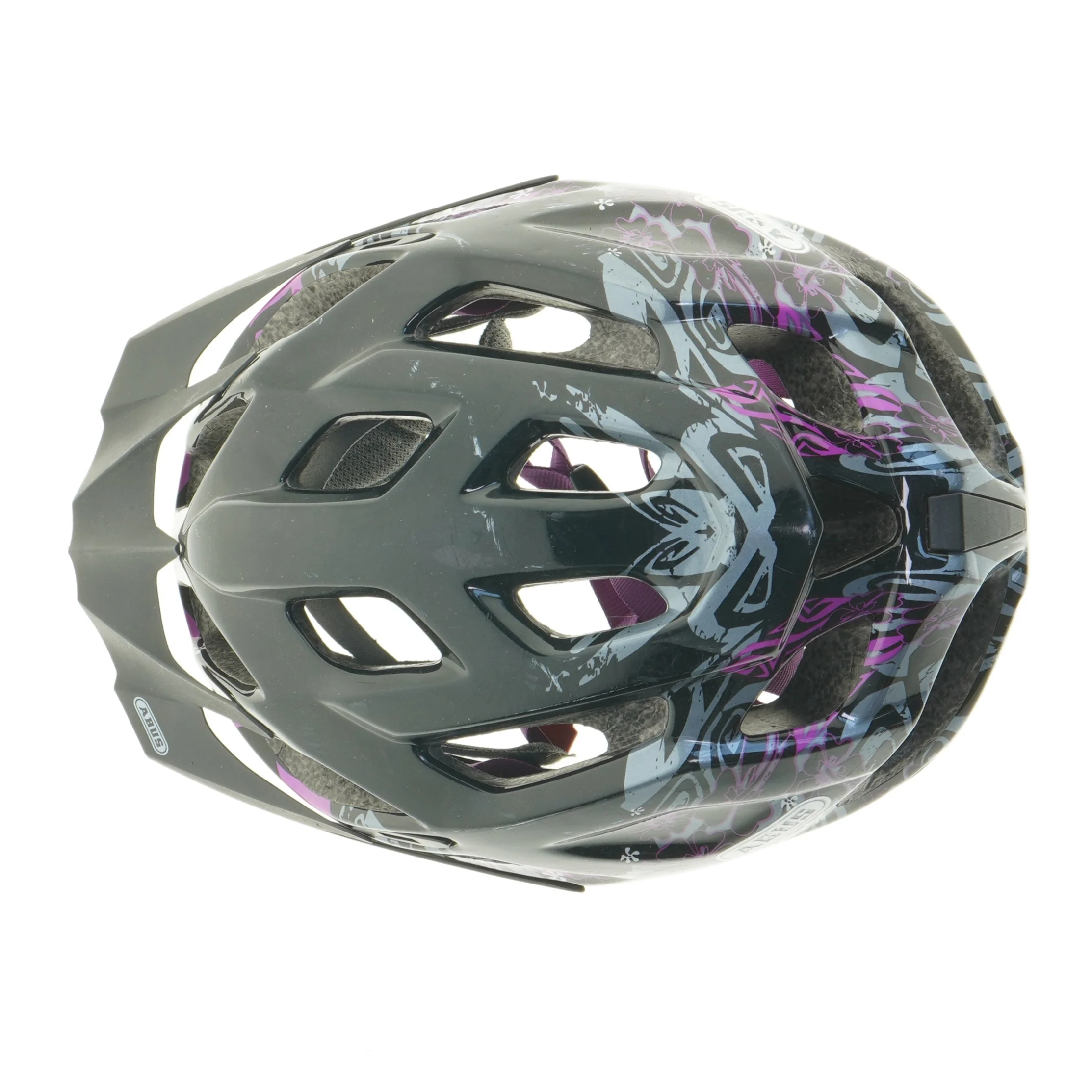 Cykelhjelm med blomstermotiv fra Abus (str. 28 cm)