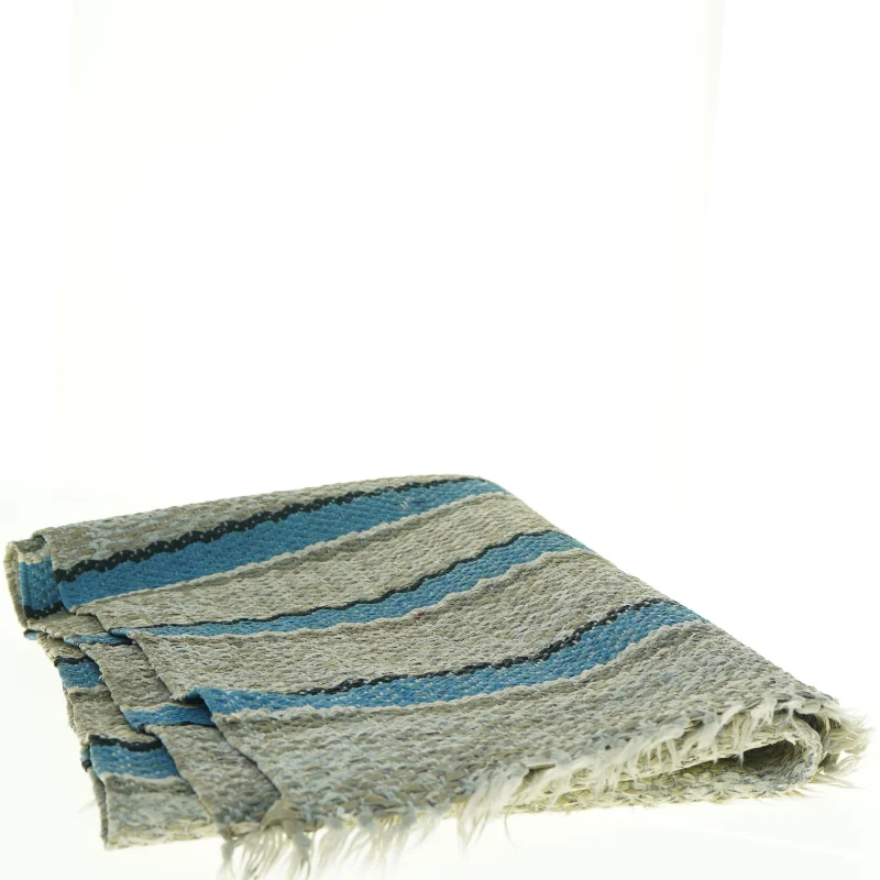Vævet kludetæppe med striber (str. 168 x 65 cm)