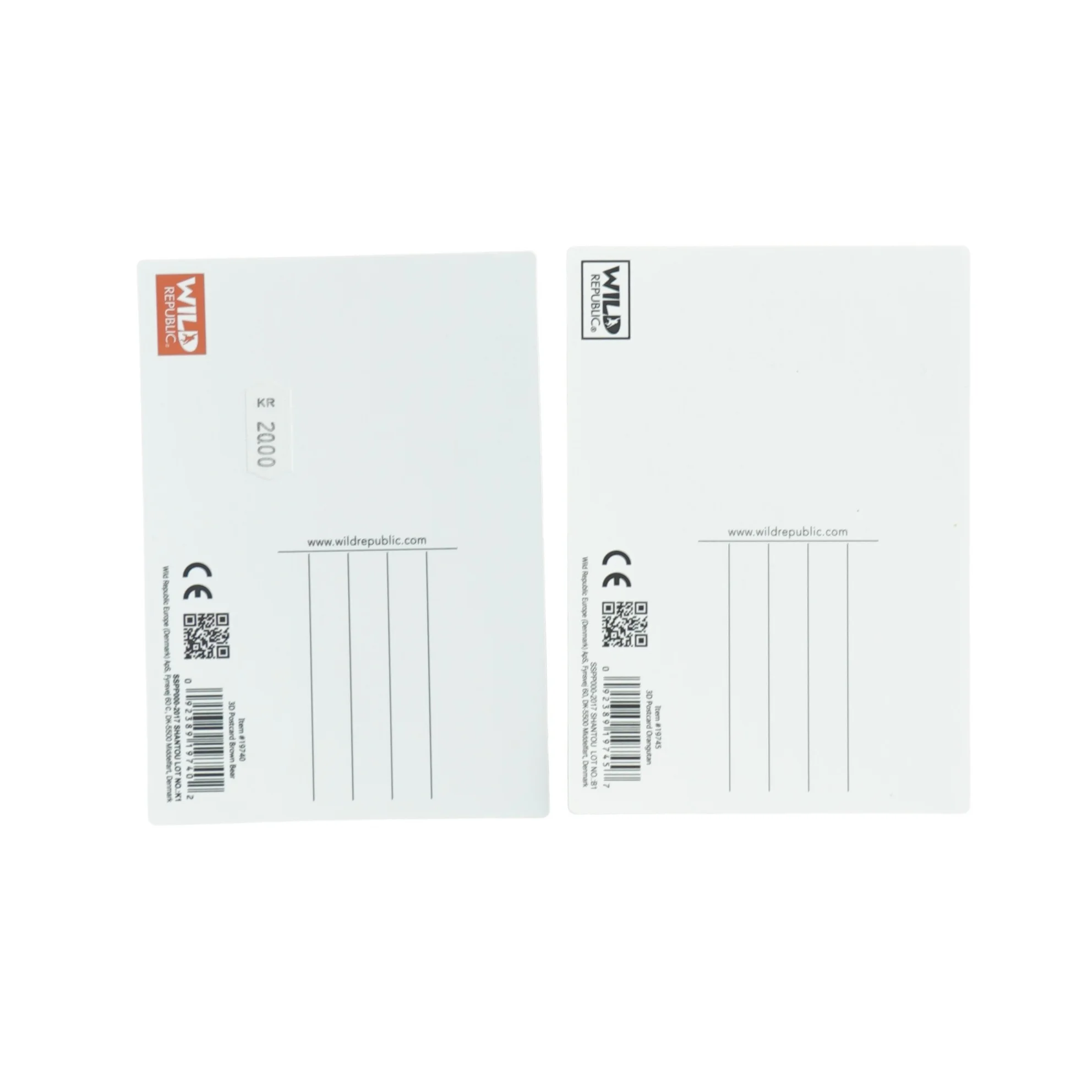 Postkort med dyremotiver fra Wild Republic (str. 15x10 cm)