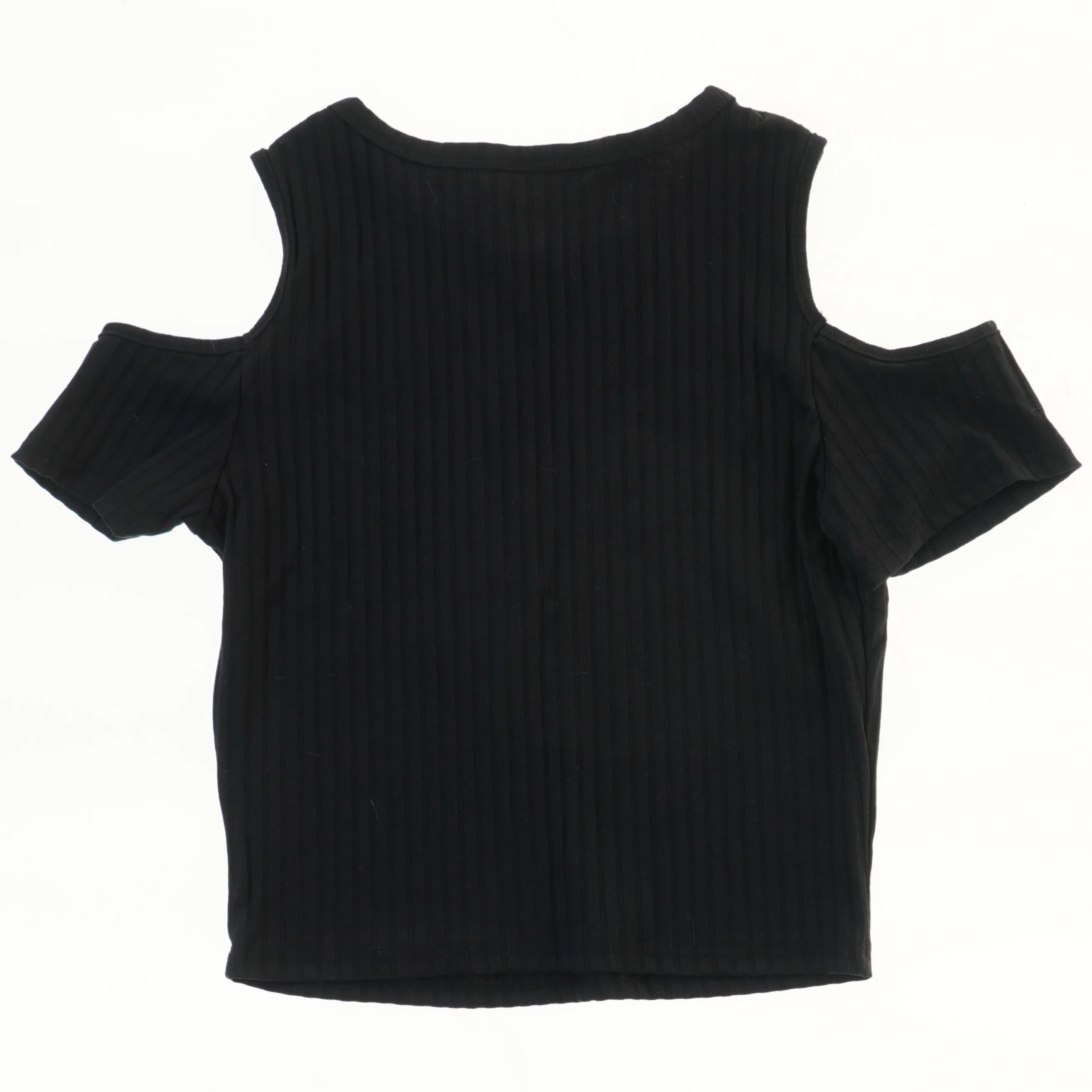 Sort t-shirt med åbne skuldre fra SHEIN  (str. 176)