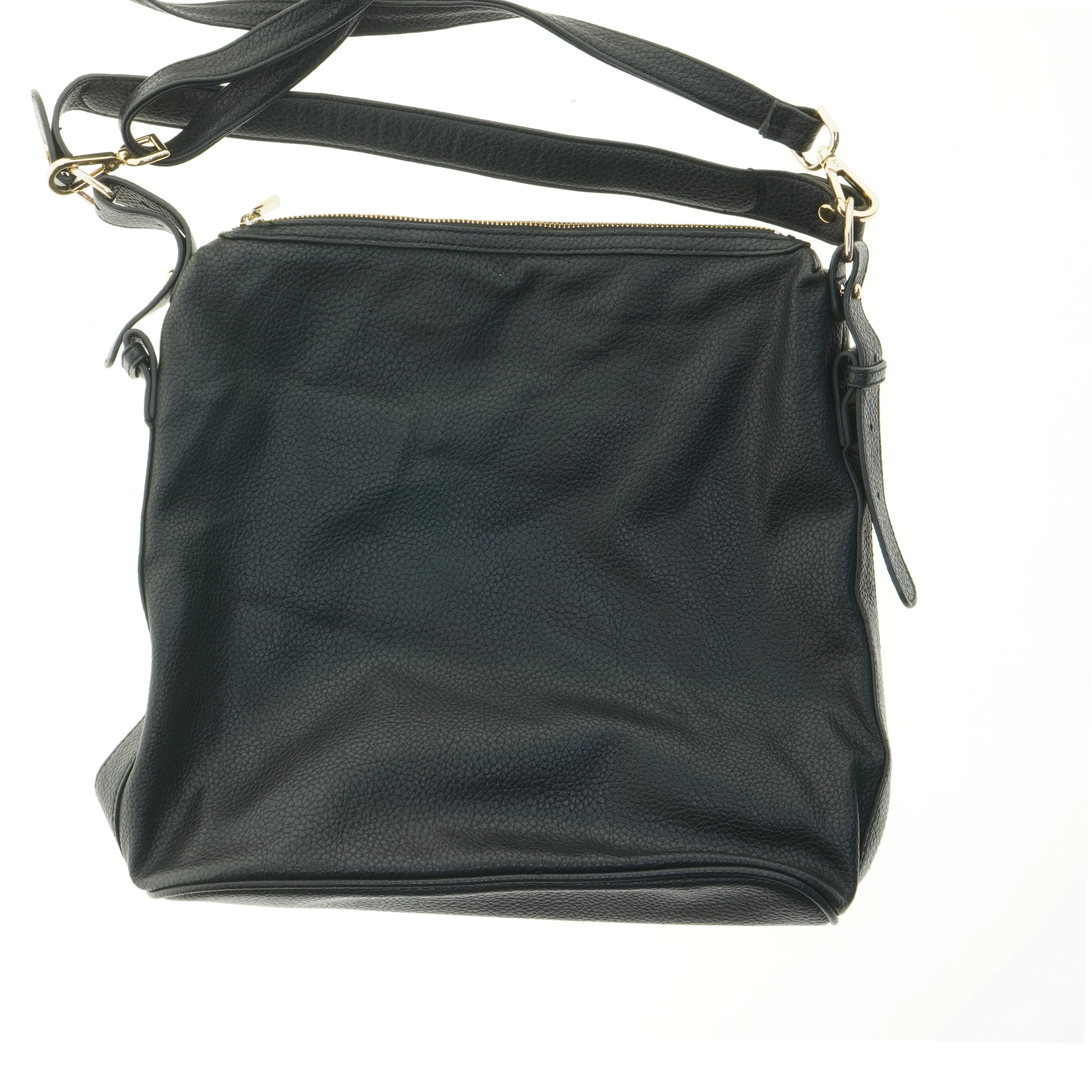 Sort skind taske (str. 37x40 cm)