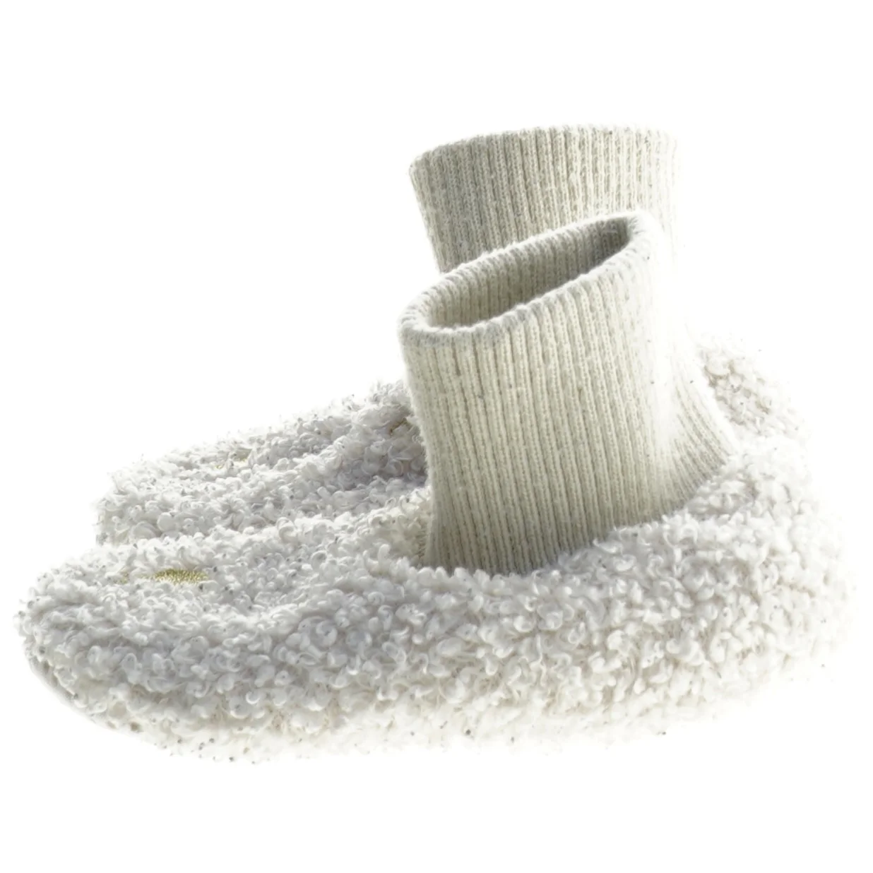 Babytøfler i hvid med prikker (str. Længde, 15 cm)