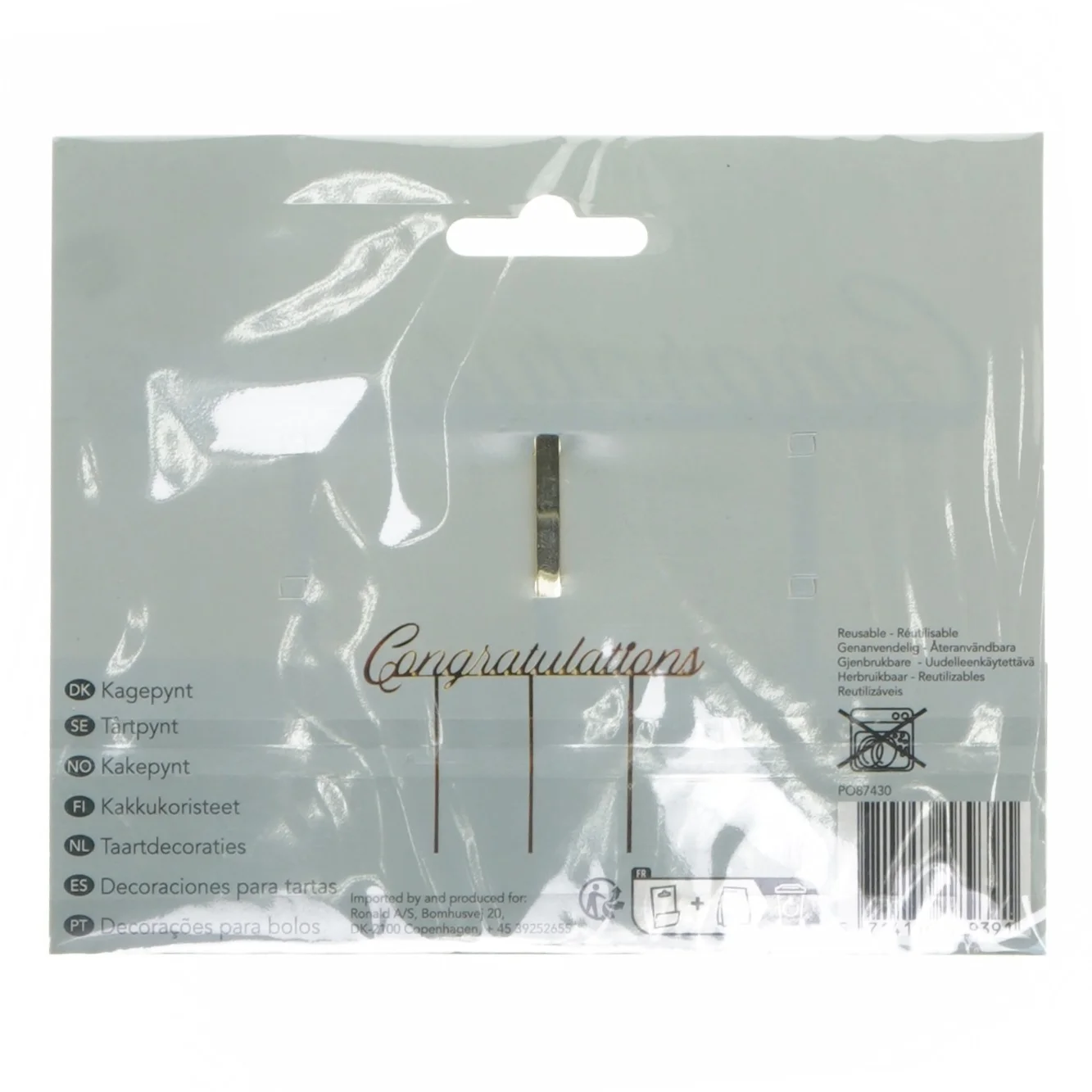 Kagepynt med tekst 'Congratulations' (str. 16x13 cm)