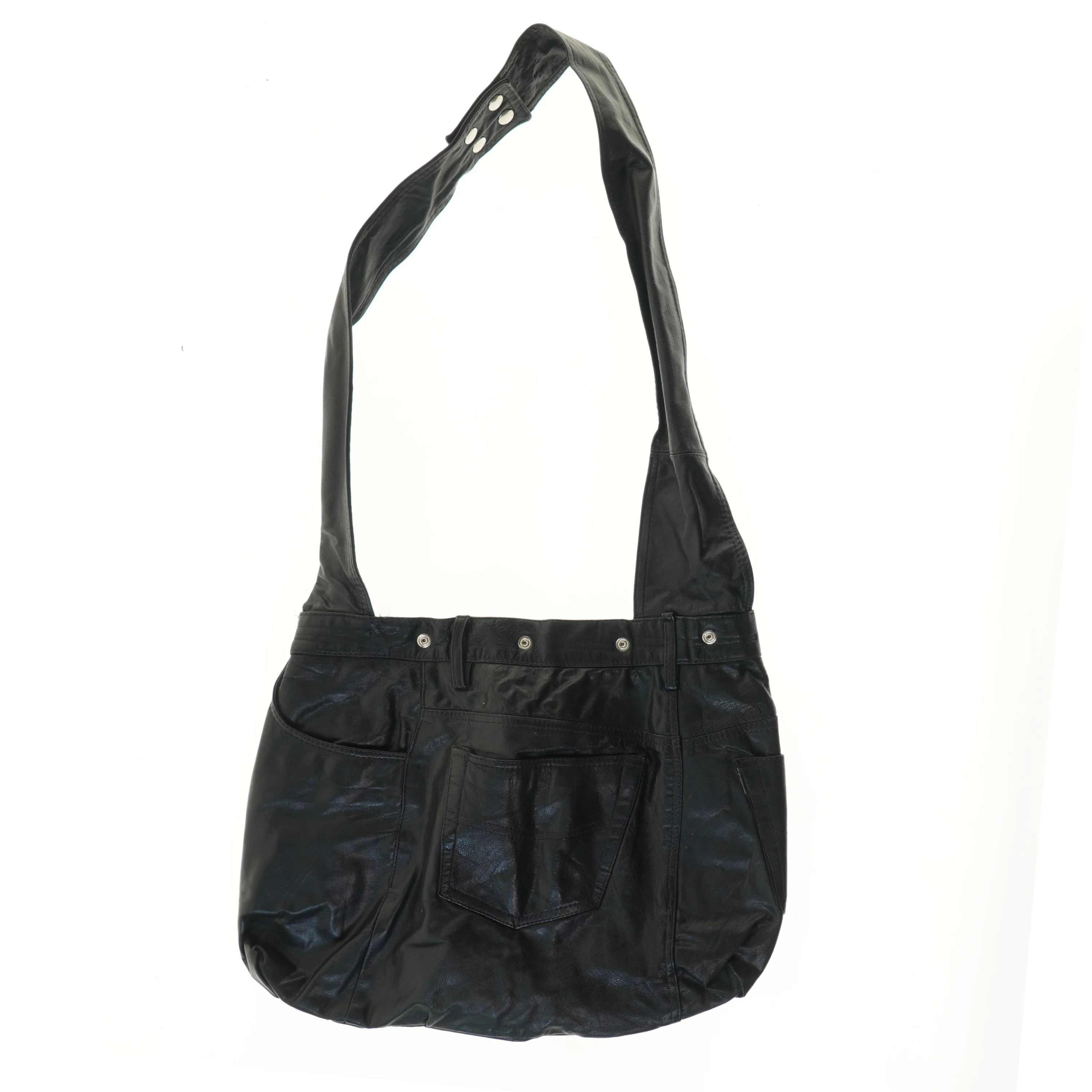 Sort skuldertaske i kunstlæder (str. 37x49 cm)