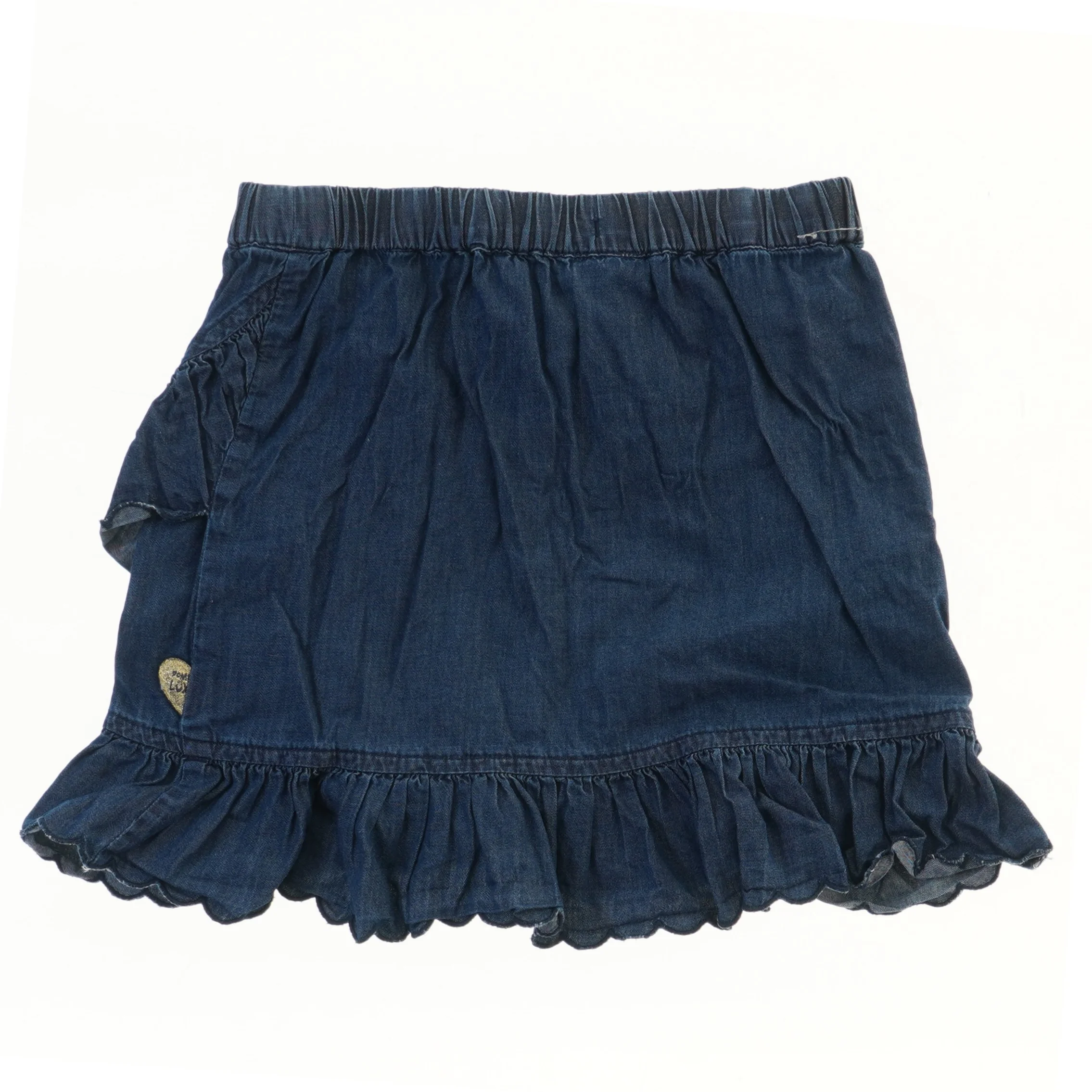 Denim nederdel med flæser fra Pomp de Lux (str. 122)