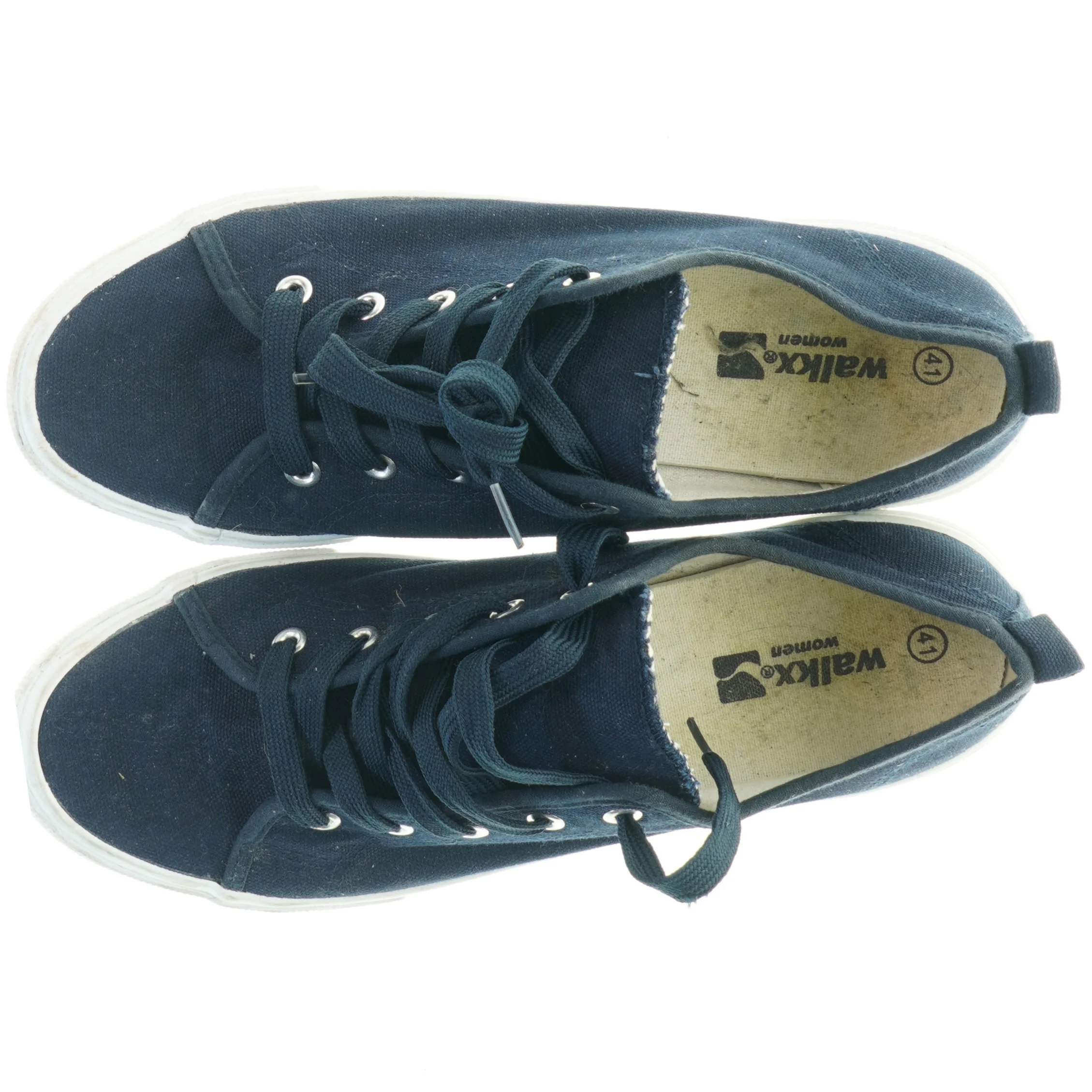 Brugte marineblå lærredssko fra Walkx (str. 41)