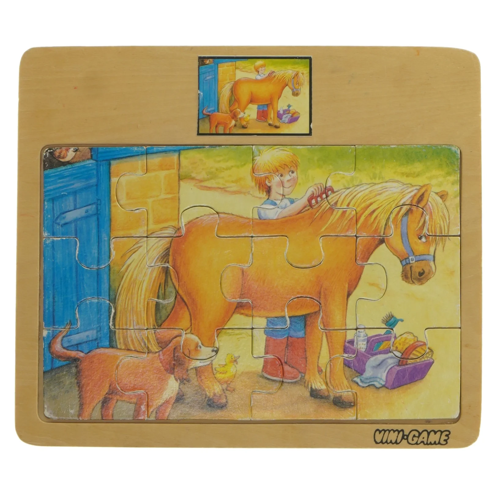 B&oslash;rnepuslespil med hest fra Vini-game (str. 19,5x17 cm)