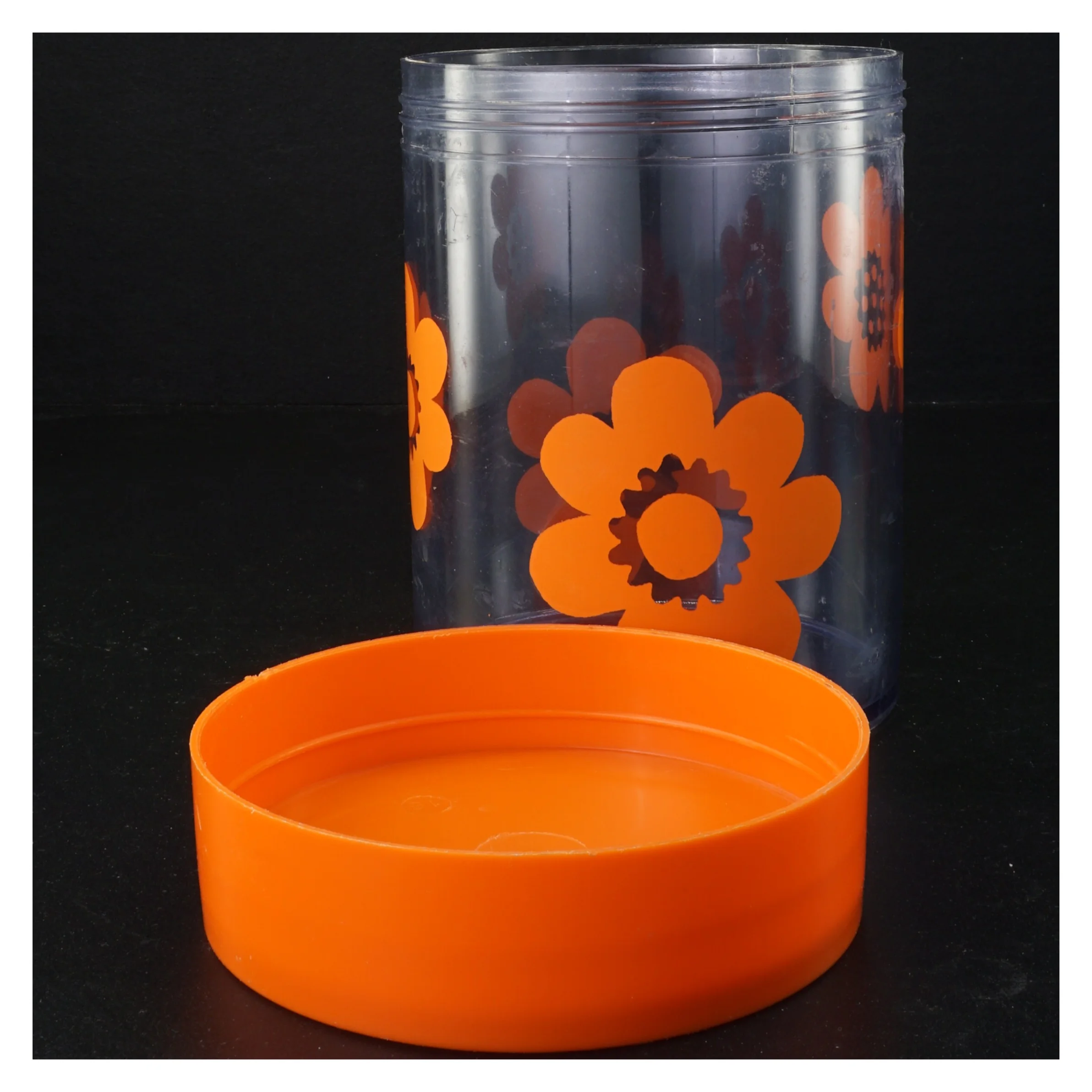 Retro orange plastfrokostsæt