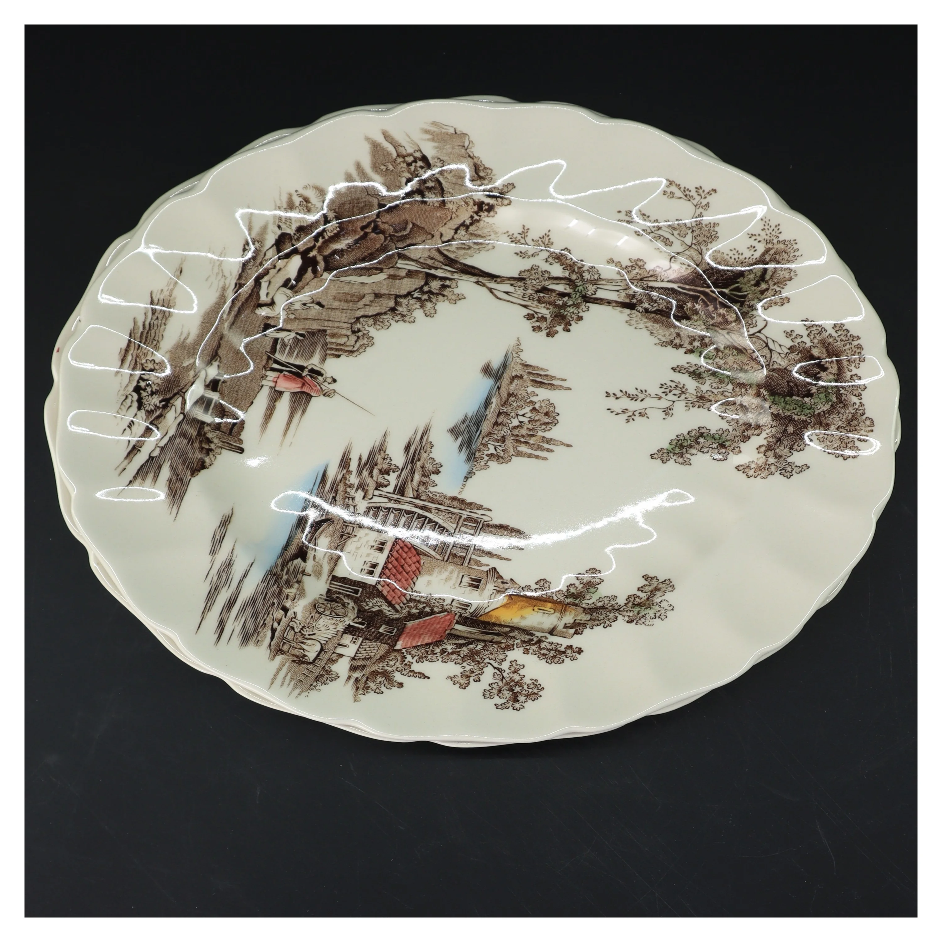 The Old Mill tallerkener, 5 styk fra Johnson Bros (str. 5 styk. ø. 25,5 cm)