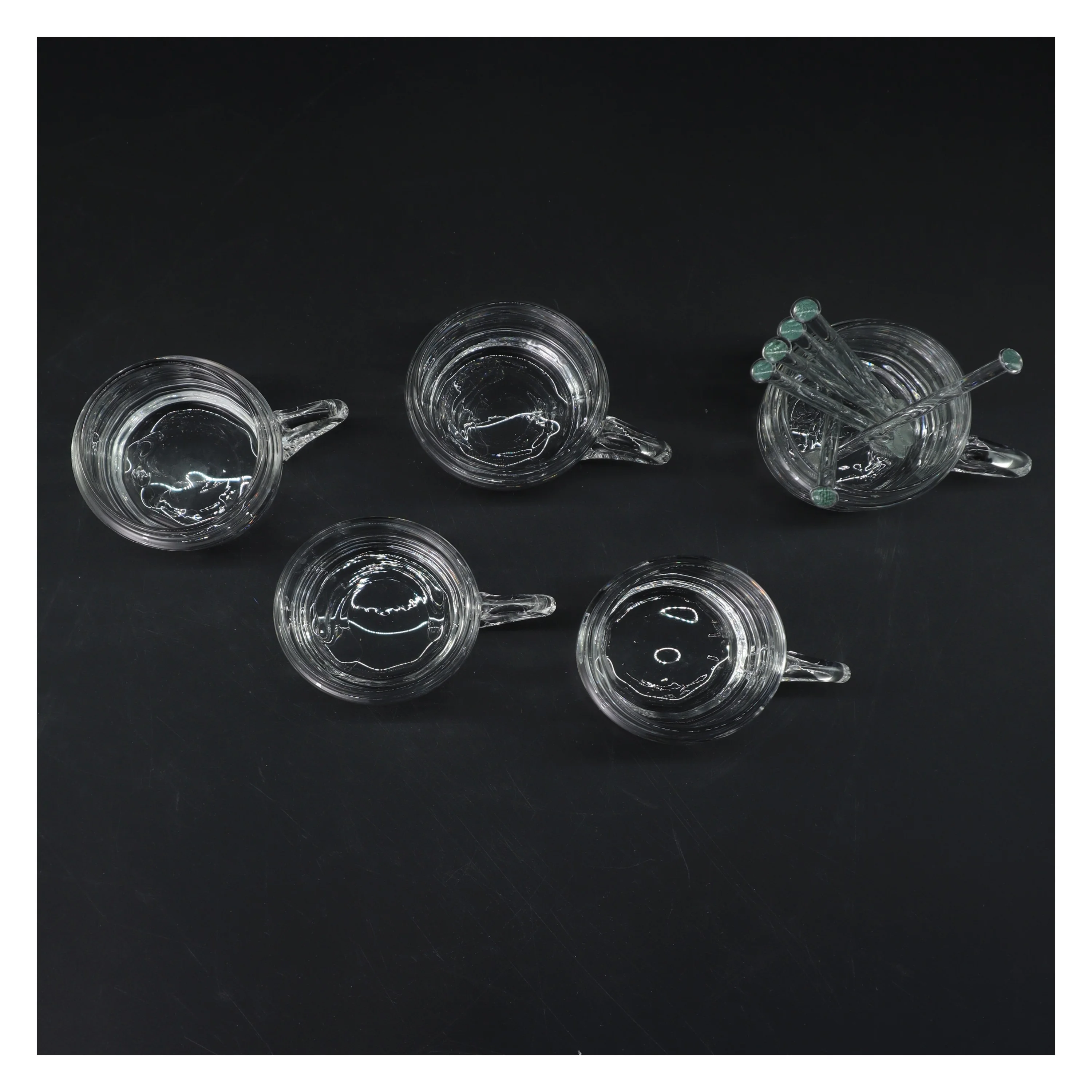 Sæt af 5 små glaskrus (str. 5 styk. ø. 6 cm. længde. 7,5 cm)