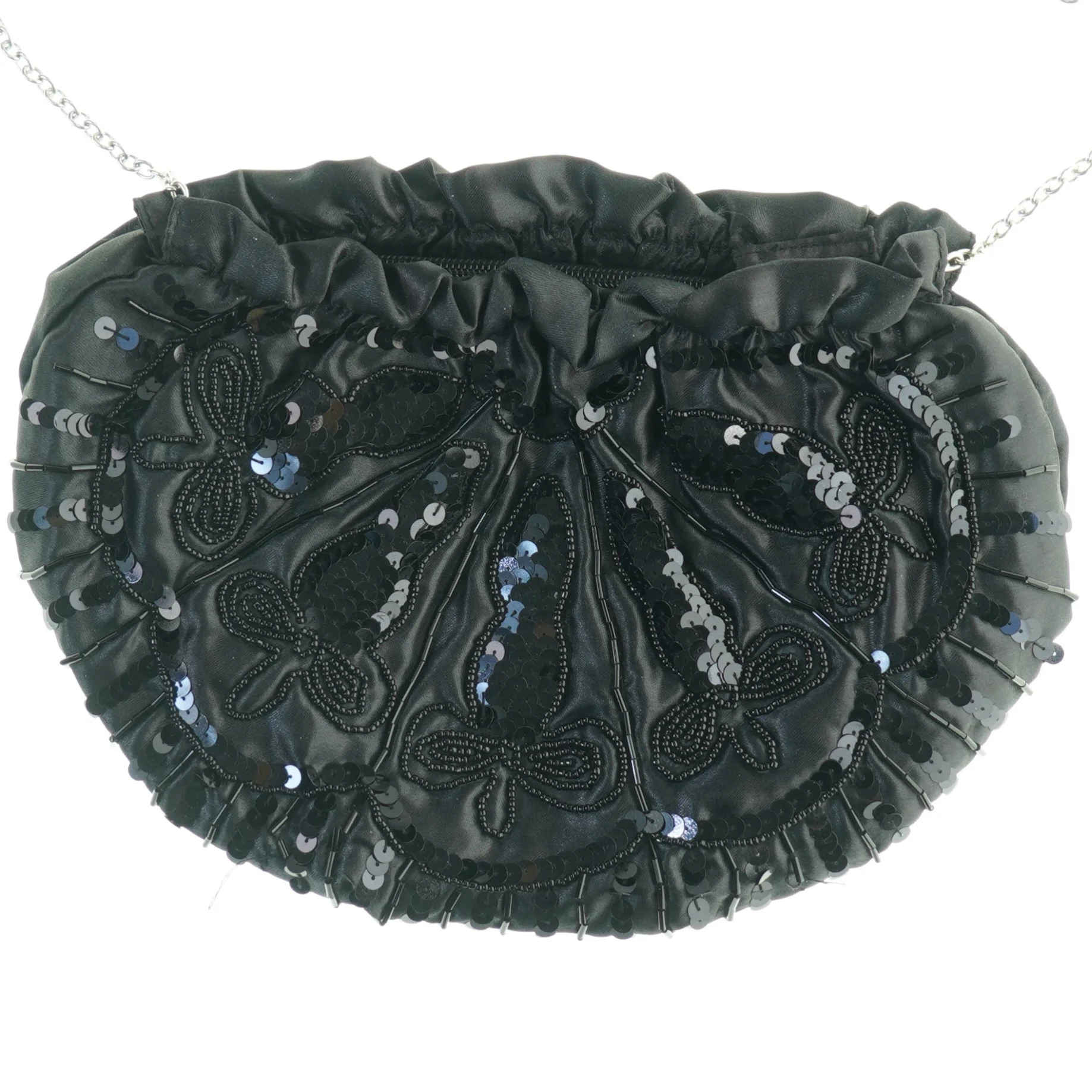 Sort aftentaske med pailletter (str. 27 x 20 cm)