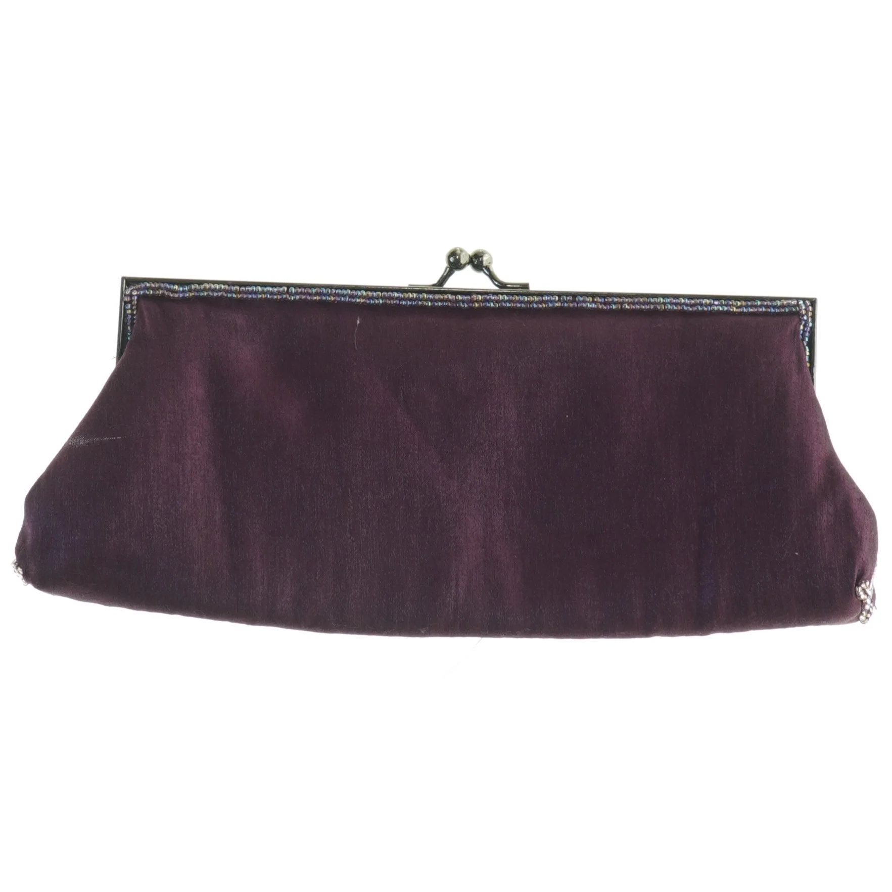 Broderet clutch i mørkelilla (str. 26 x 13 cm)