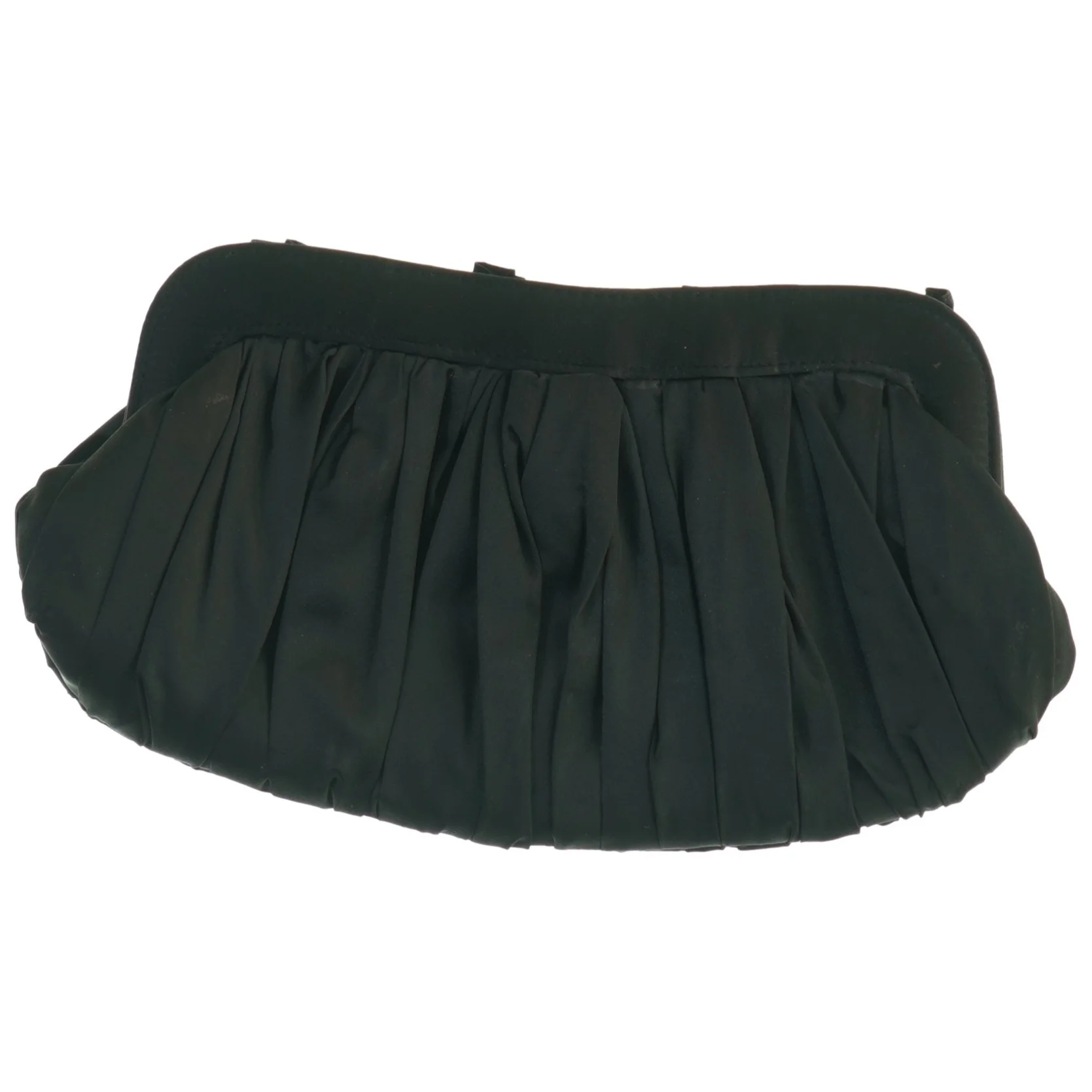 Sort satin clutch med pynt (str. 26 x 13 cm)