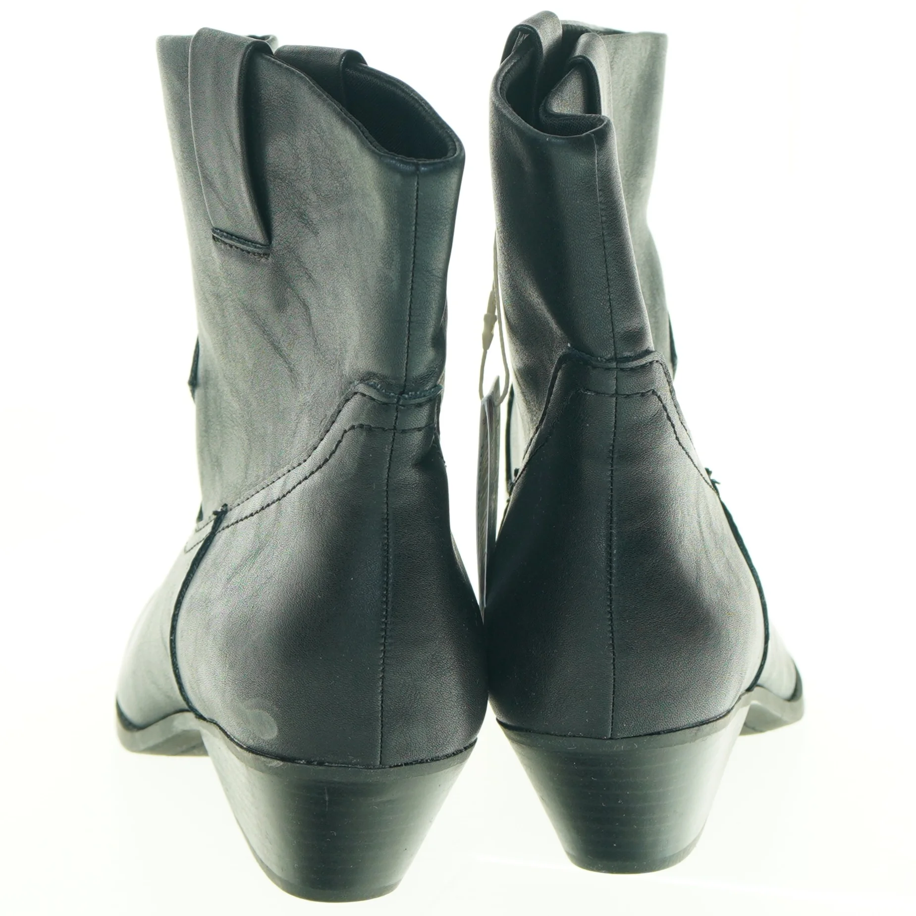 Sorte læder ankelstøvler fra Pullbear Collection (str. 39)