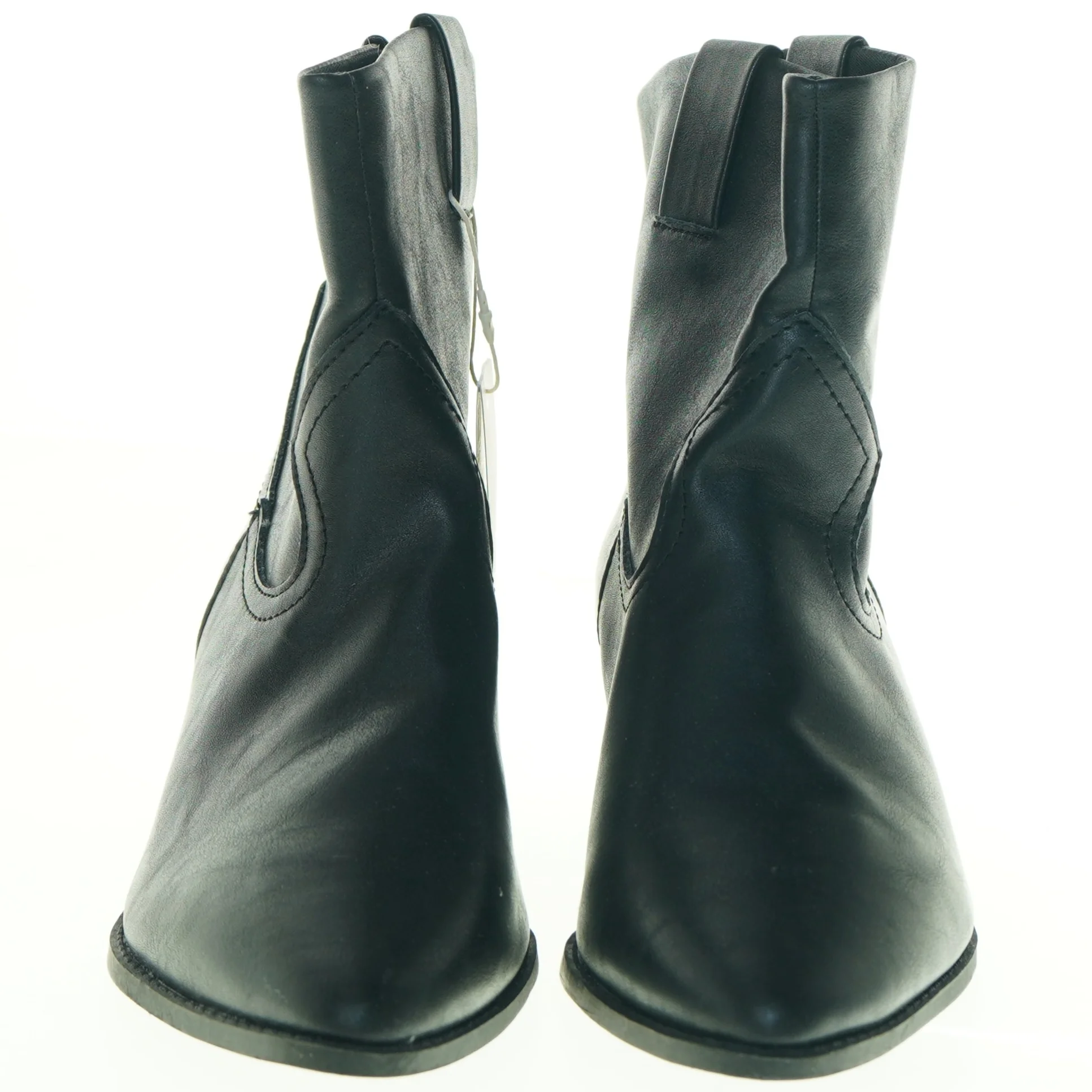 Sorte læder ankelstøvler fra Pullbear Collection (str. 39)