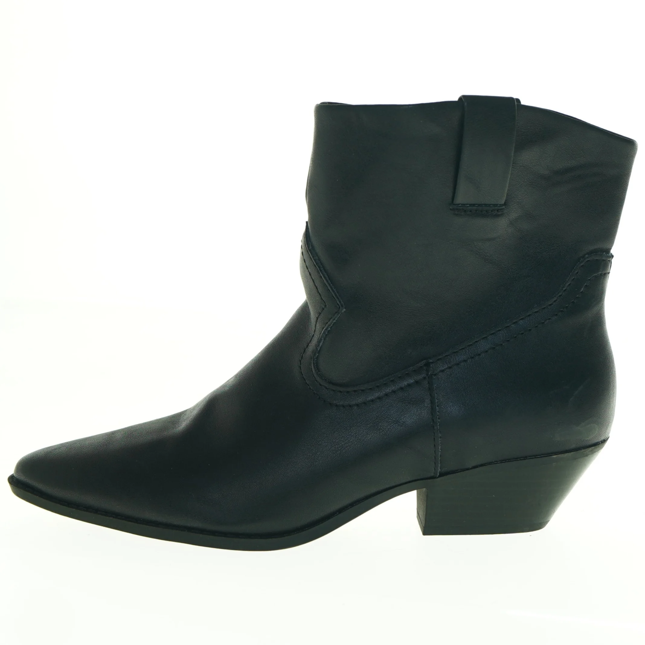 Sorte læder ankelstøvler fra Pullbear Collection (str. 39)