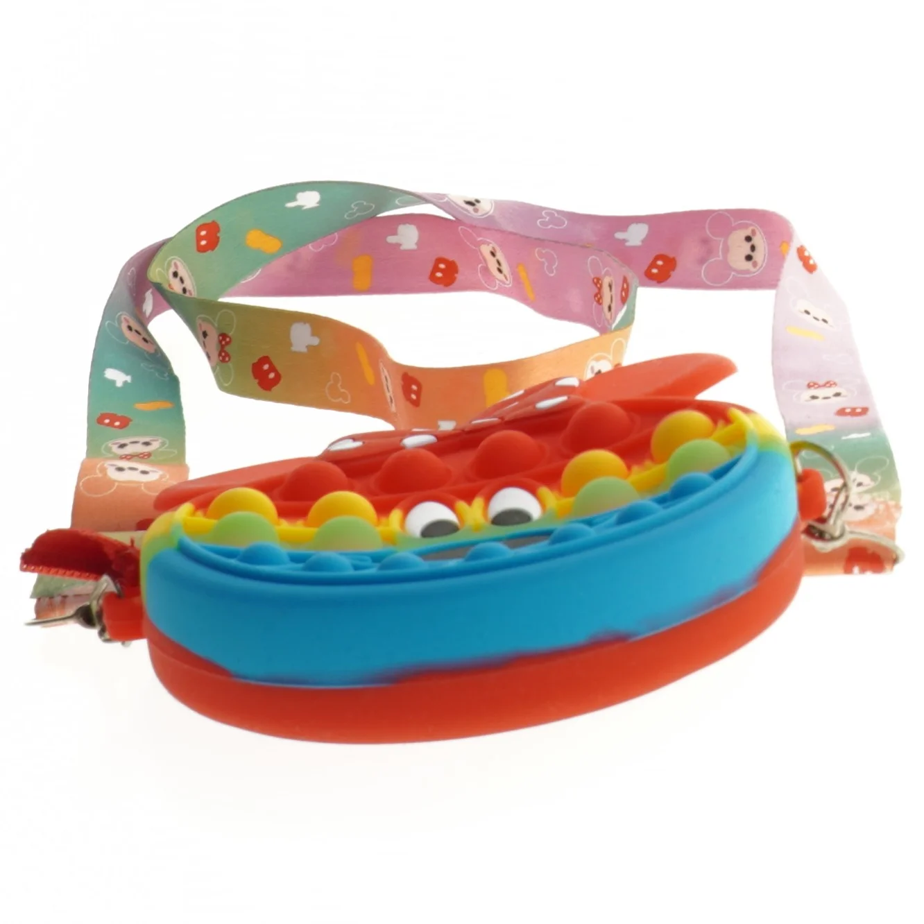 Rund pop-it taske med rem (str. Ø 12 cm)