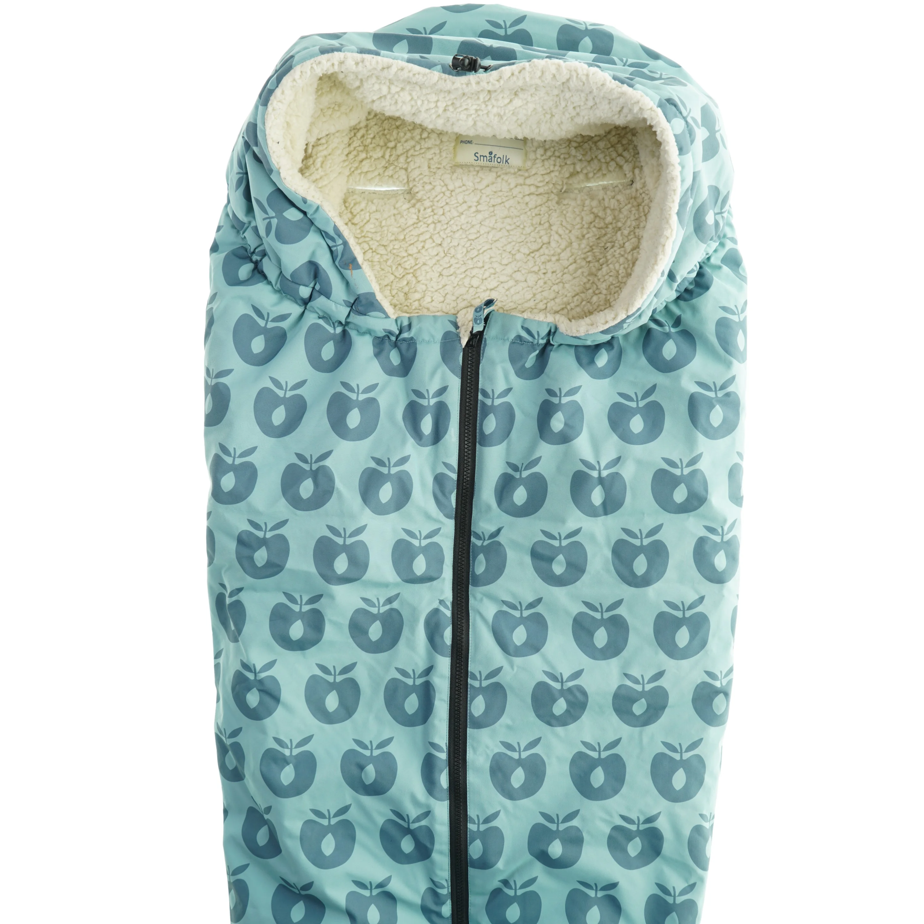Sove- og kørepose med æbleprint fra Småfolk (str. Totallængde. 100 cm)