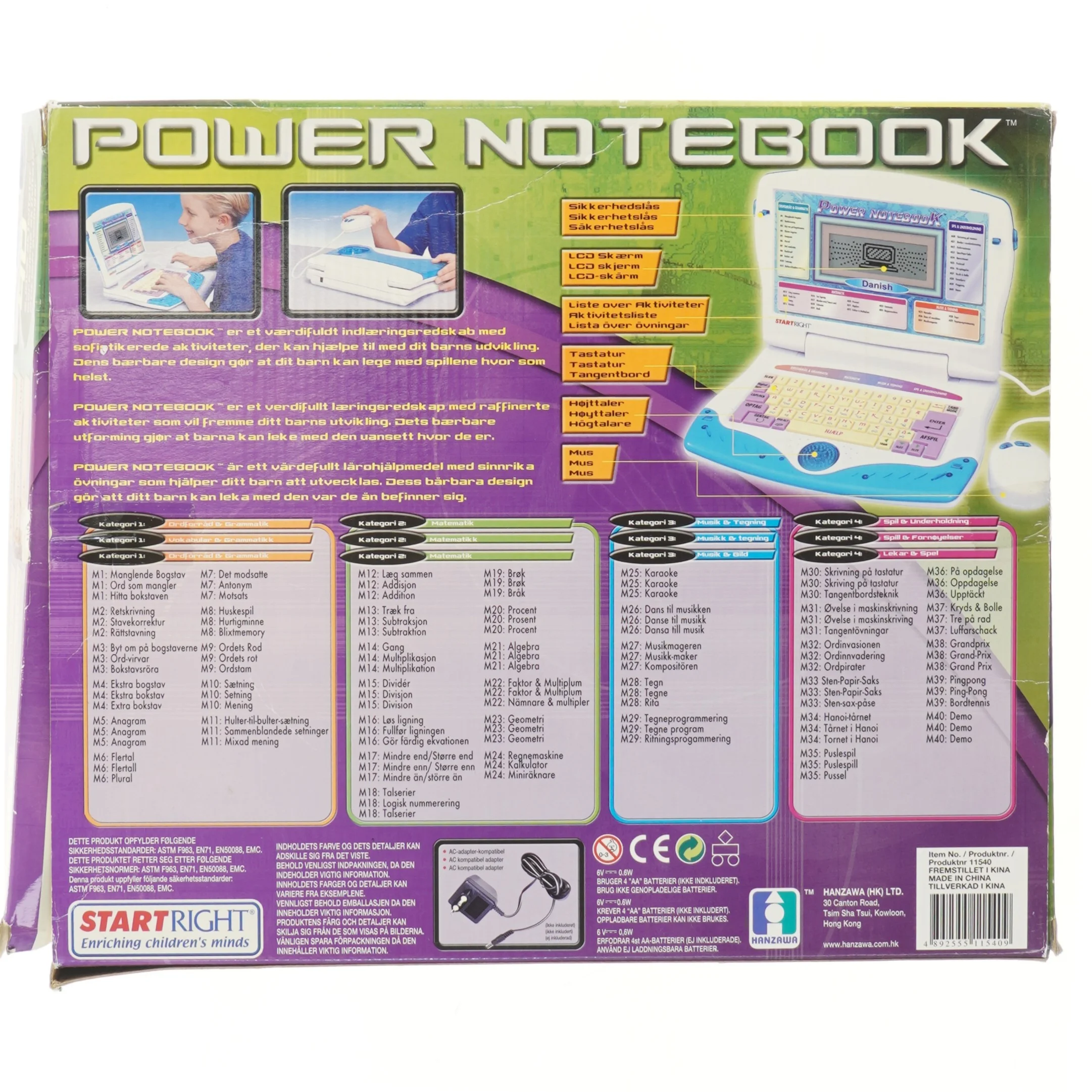 Power Notebook legetøjscomputer fra Startright (str. 28x19,5 cm)