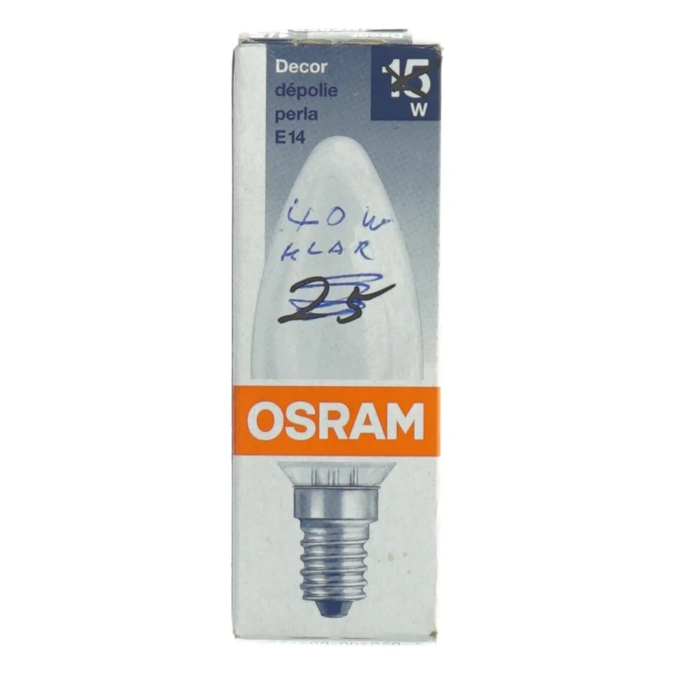 Osram Decor pærepære E14 15W fra Osram (str. 40. watt. klar)