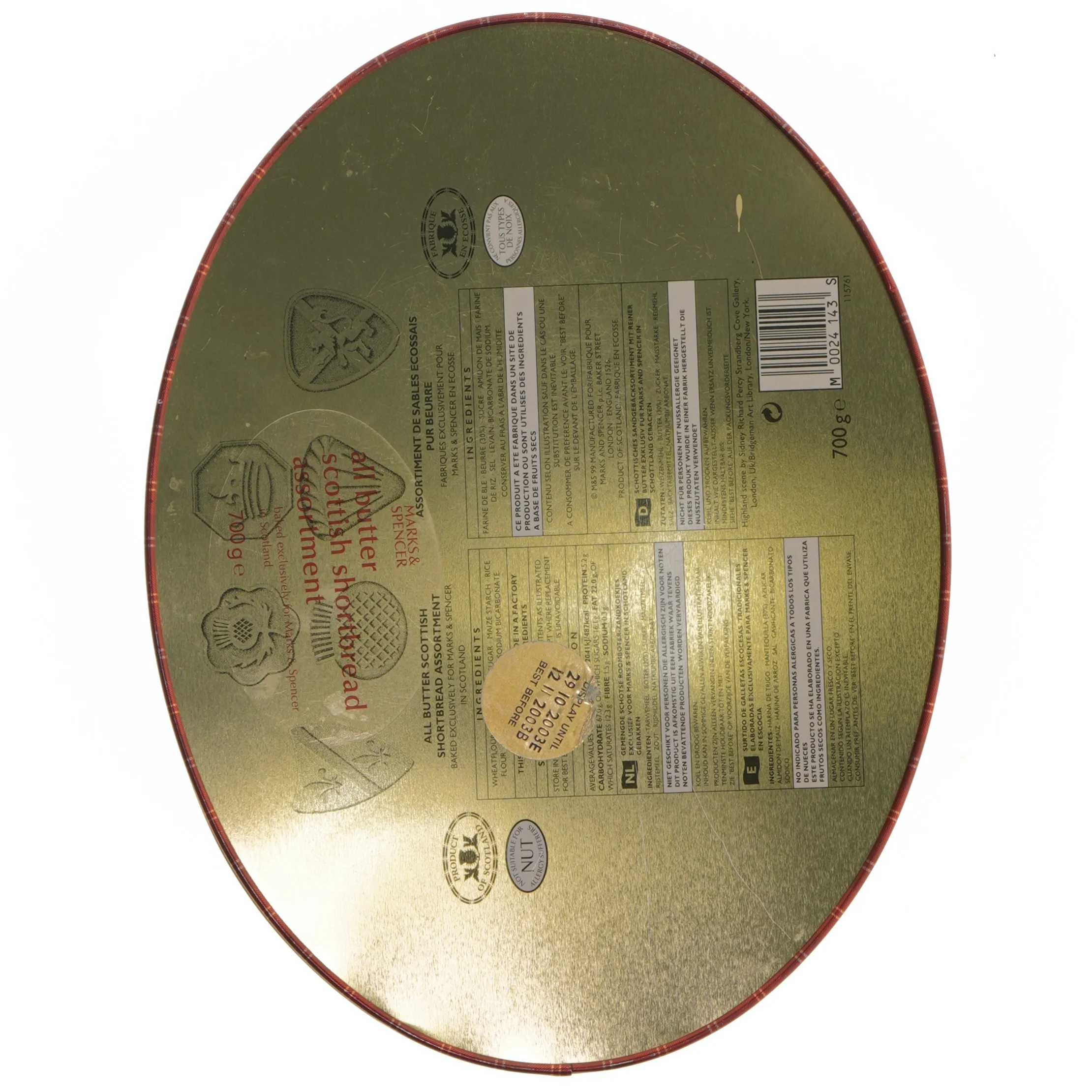 Rund metal kagedåse (str. 29x22 cm)