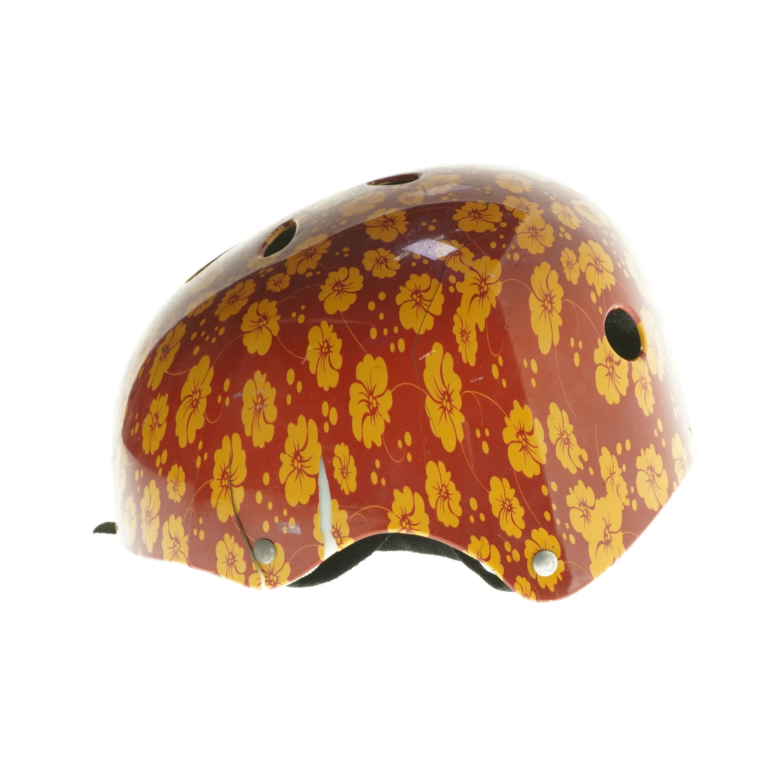 Cykelhjelm med blomsterdesign (str. 52-57 cm)