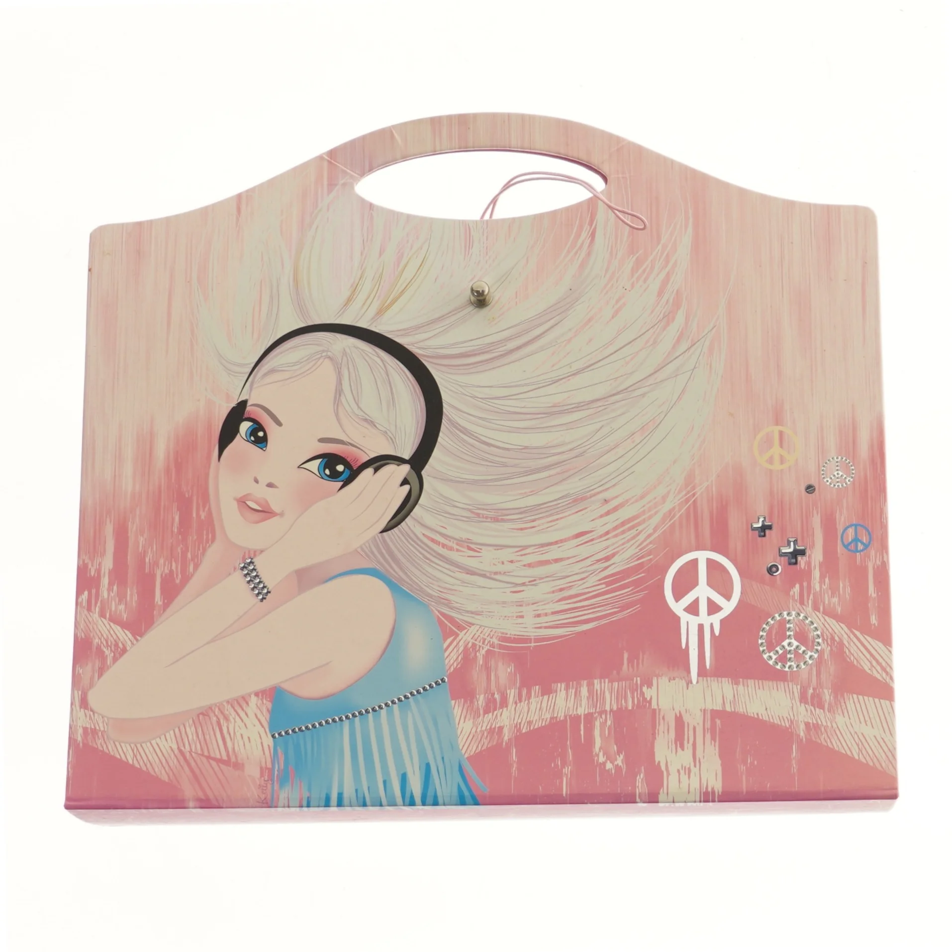 Pink fanebladsholder med illustration fra Top Model (str. 33x30 cm)