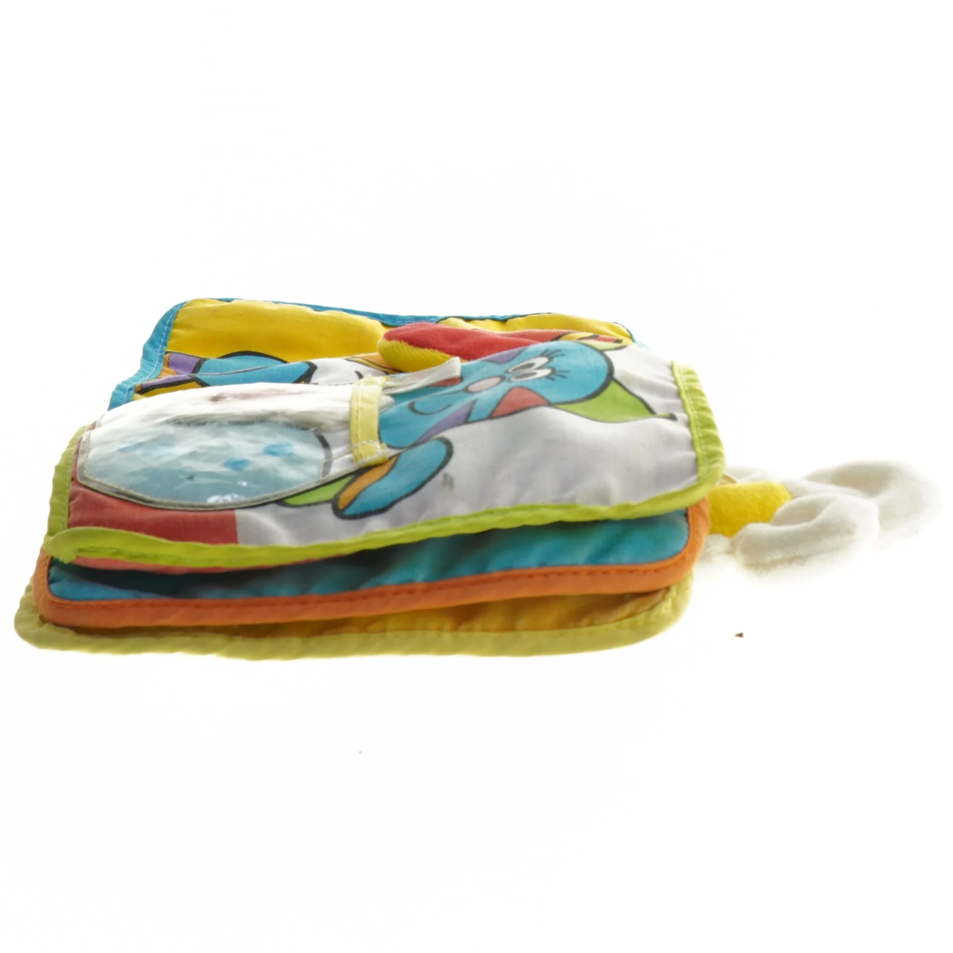 Stofbabybog med blomst (str. 13x13 cm)