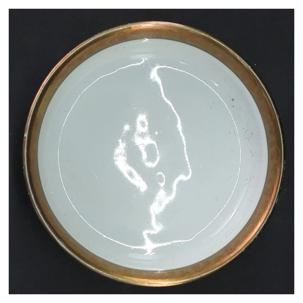 Dekorativ porcelænsskål med guldkant (str. 9x3 cm)