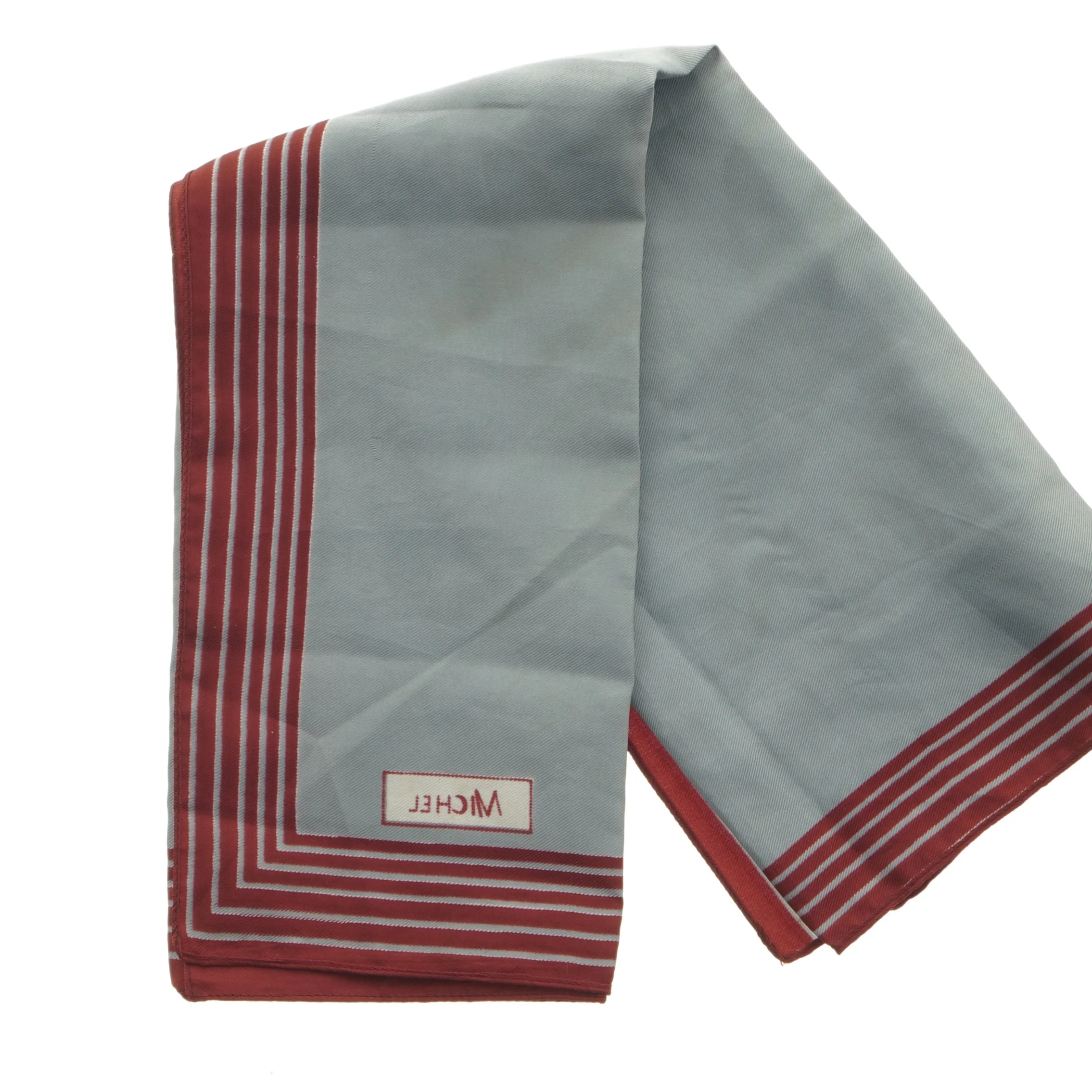 Gråt tørklæde med røde striber (str. 49x51 cm)