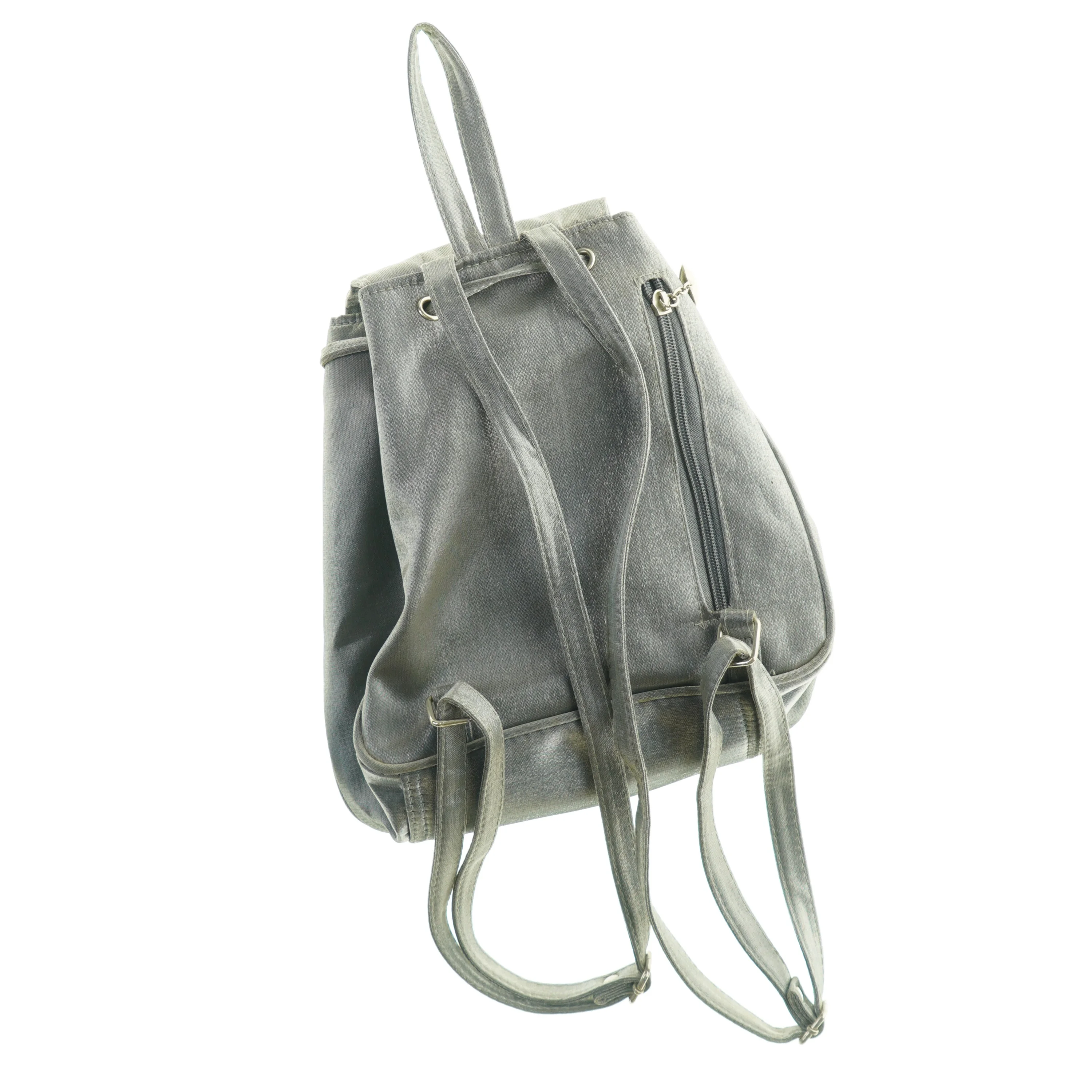 Grå rygsæk i læderlook (str. 29 x. 24 cm)