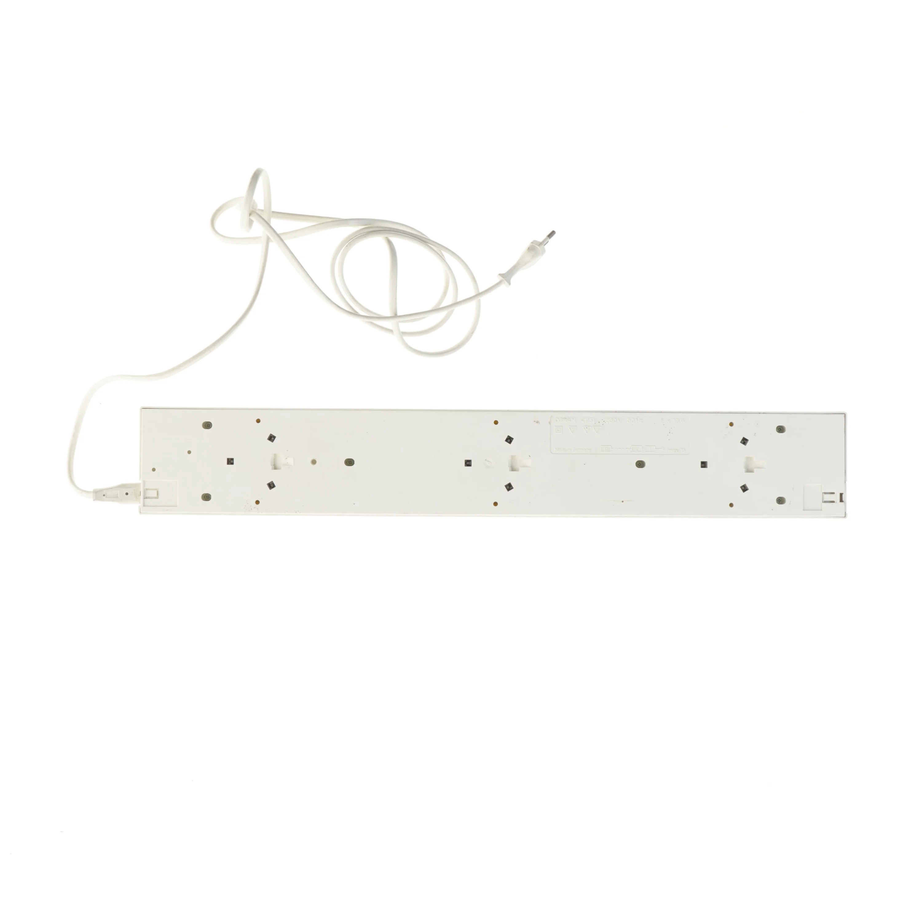 Hvid spotskinne med tre spots (str. 52,5x8 cm)