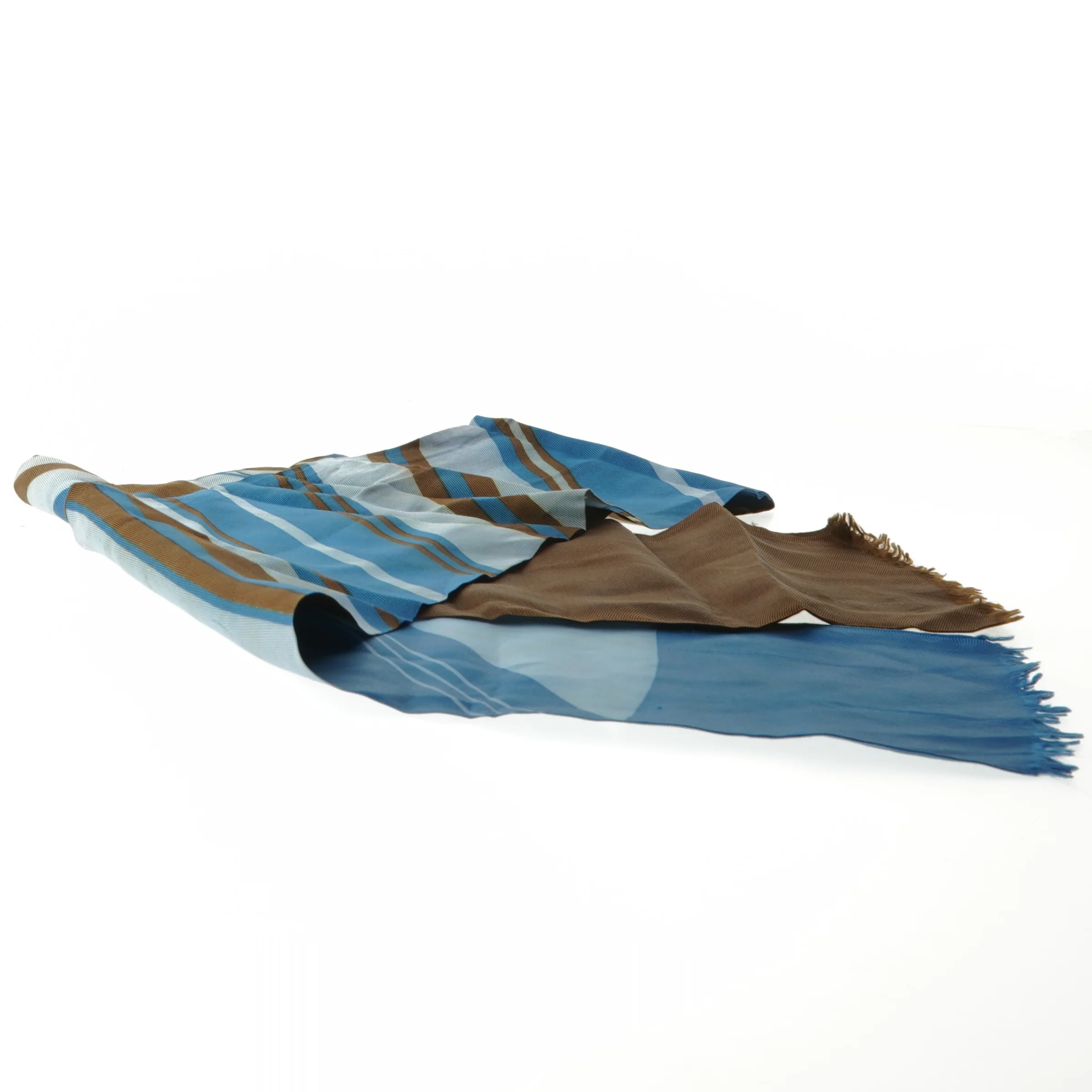 Blåbrun stribet tørklæde (str. 118x13 cm)