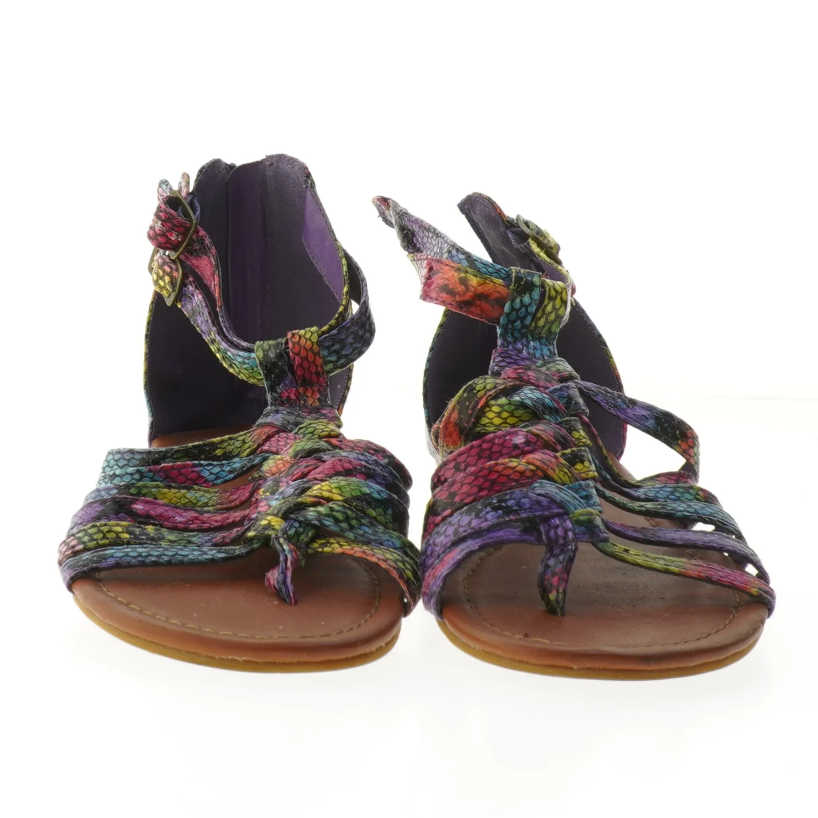 Farverige sandaler med slangeskindsmønster fra Blox (str. sål længde: 23 cm)