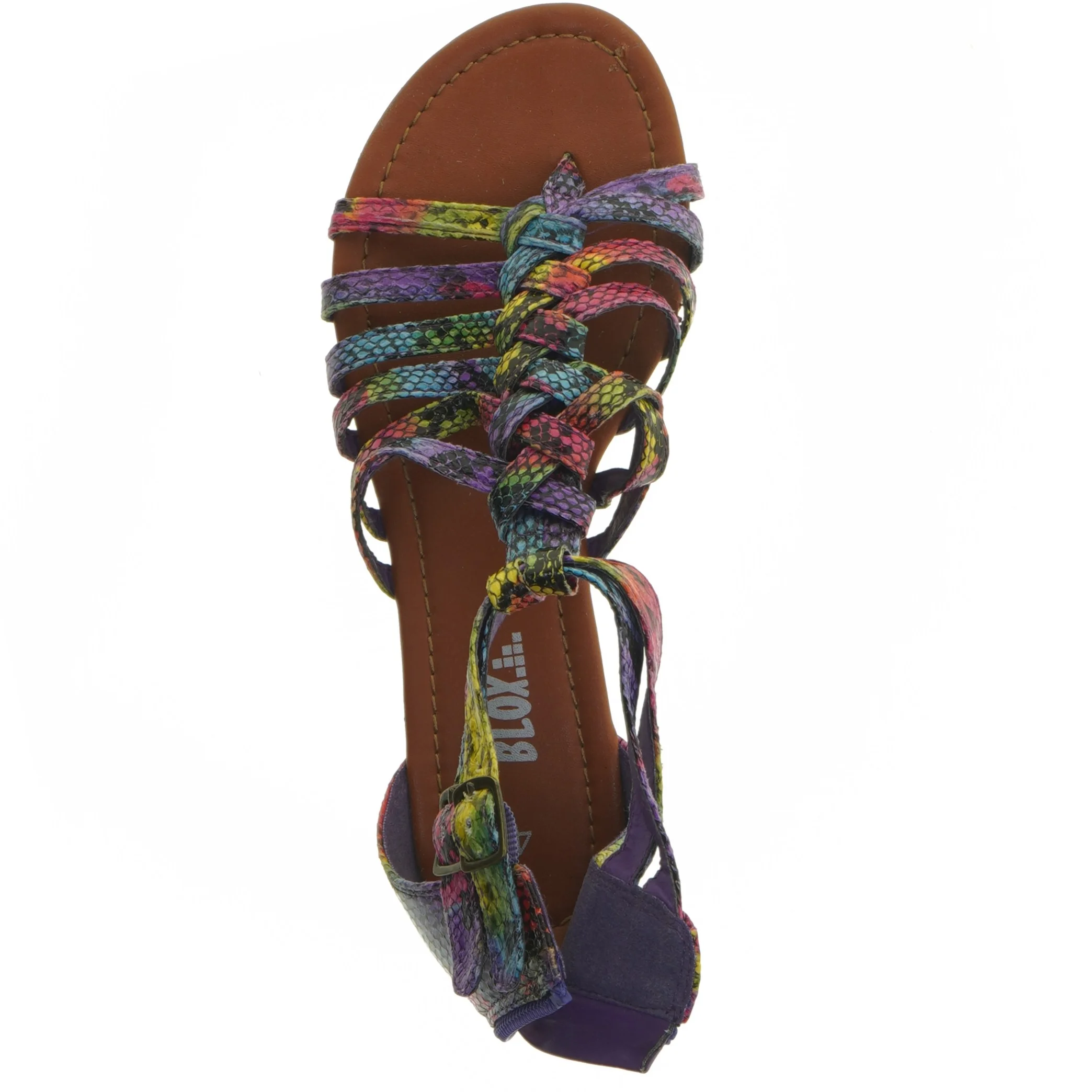 Farverige sandaler med slangeskindsmønster fra Blox (str. sål længde: 23 cm)